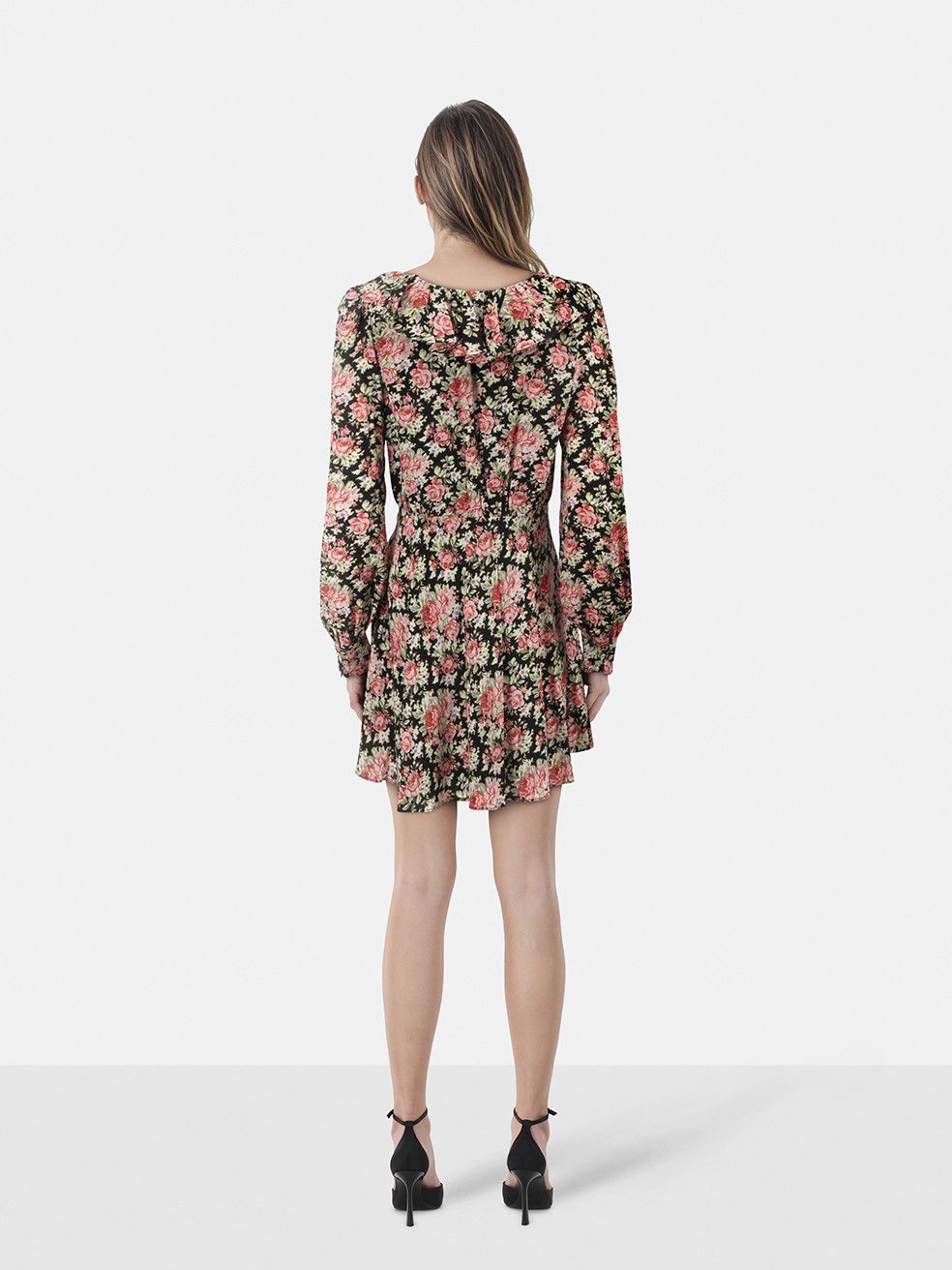 Alessandra Rich Floral Ruffle Neckline Mini Dress Size L / US 10 / IT 46 - 2 Thumbnail