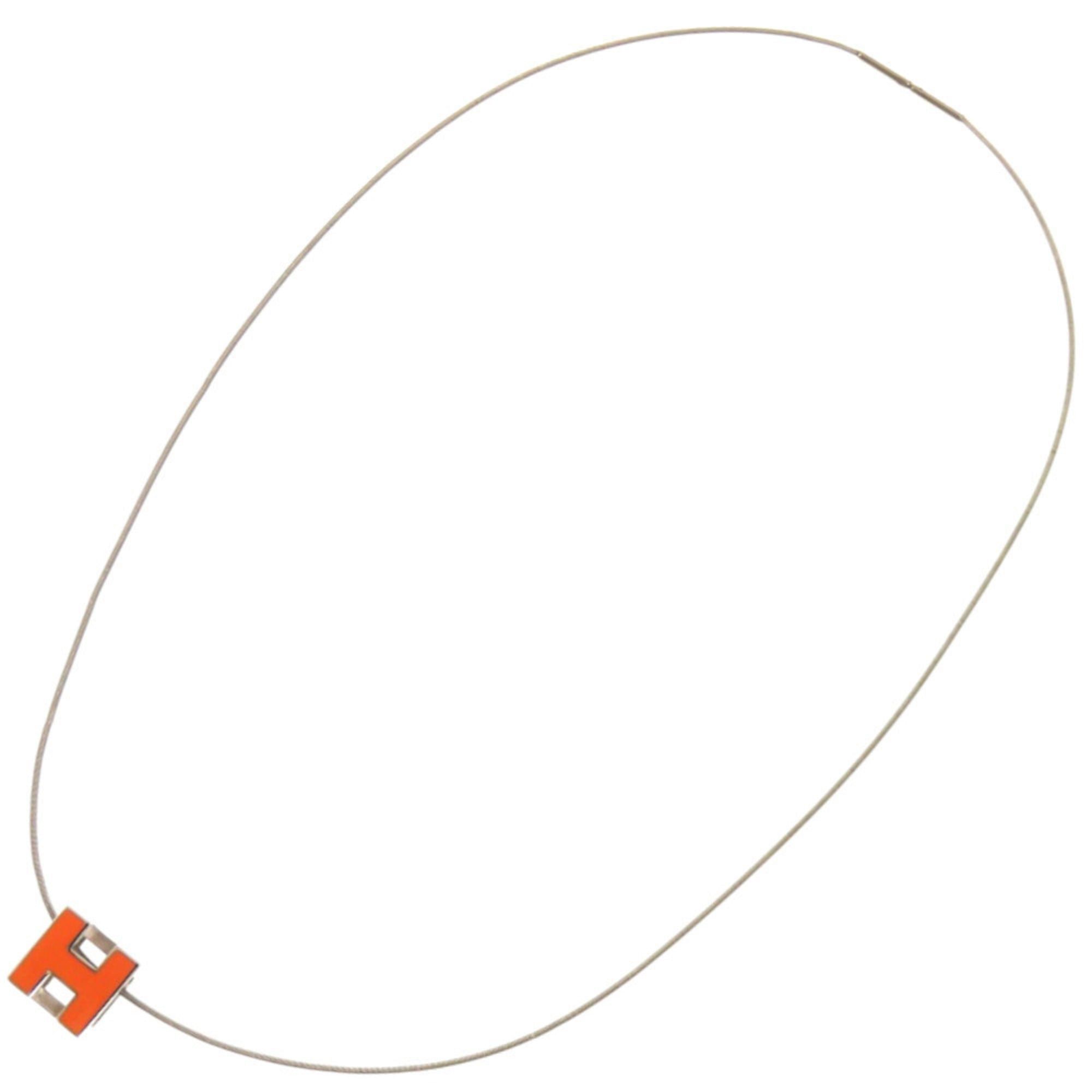 Hermes Excellent condition Hermès Carge d'Ache H Cube Metal Orange Necklace 0114HERMES Size ONE SIZE - 5 Thumbnail