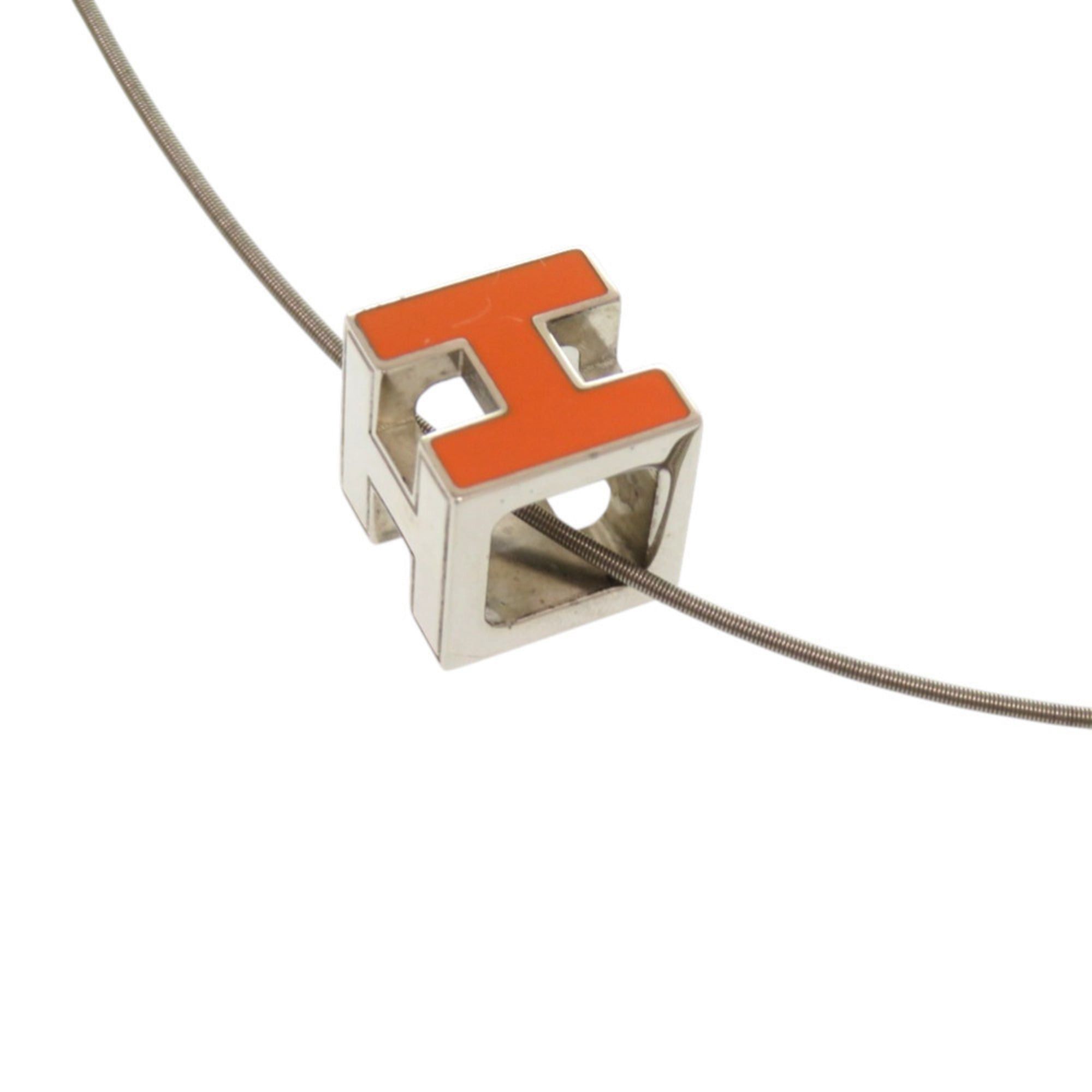 Hermes Excellent condition Hermès Carge d'Ache H Cube Metal Orange Necklace 0114HERMES Size ONE SIZE - 3 Thumbnail