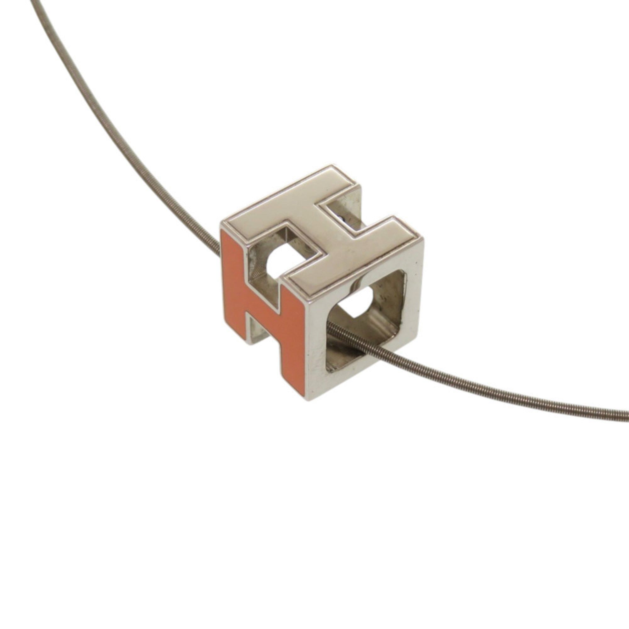Hermes Excellent condition Hermès Carge d'Ache H Cube Metal Orange Necklace 0114HERMES Size ONE SIZE - 4 Thumbnail