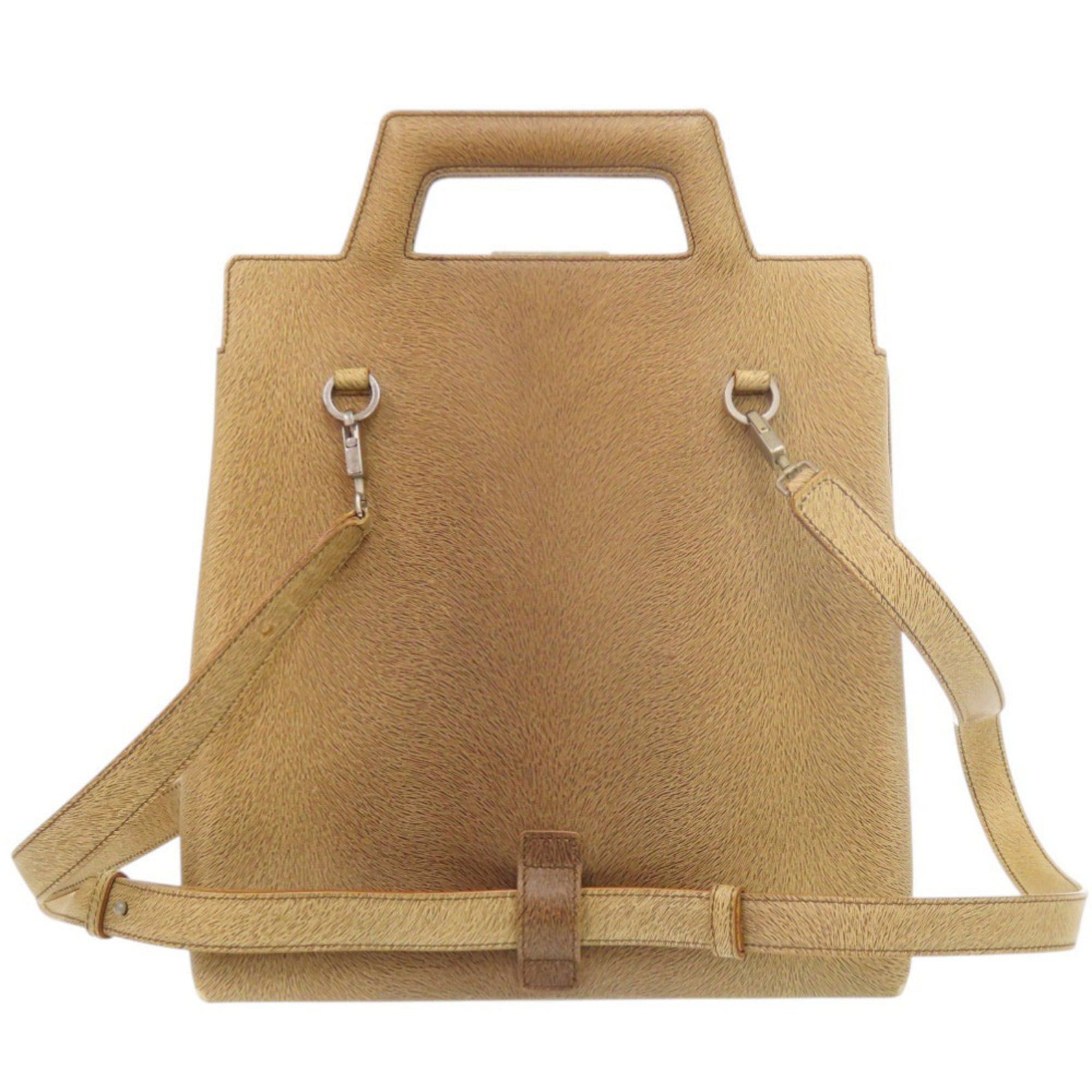 Salvatore Ferragamo Salvatore Ferragamo 3-Way Gancini DX-21 8674 Leather Brown Handbag/Backpack 0806Salvatore Size ONE SIZE - 3 Thumbnail