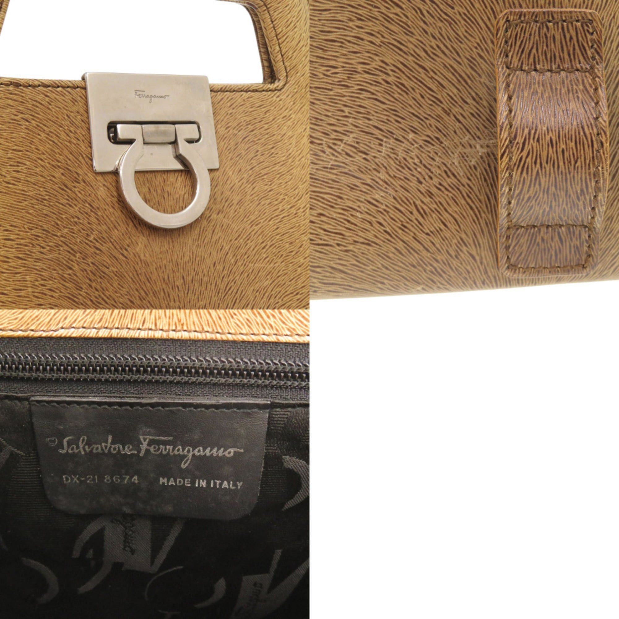 Salvatore Ferragamo Salvatore Ferragamo 3-Way Gancini DX-21 8674 Leather Brown Handbag/Backpack 0806Salvatore Size ONE SIZE - 10 Thumbnail