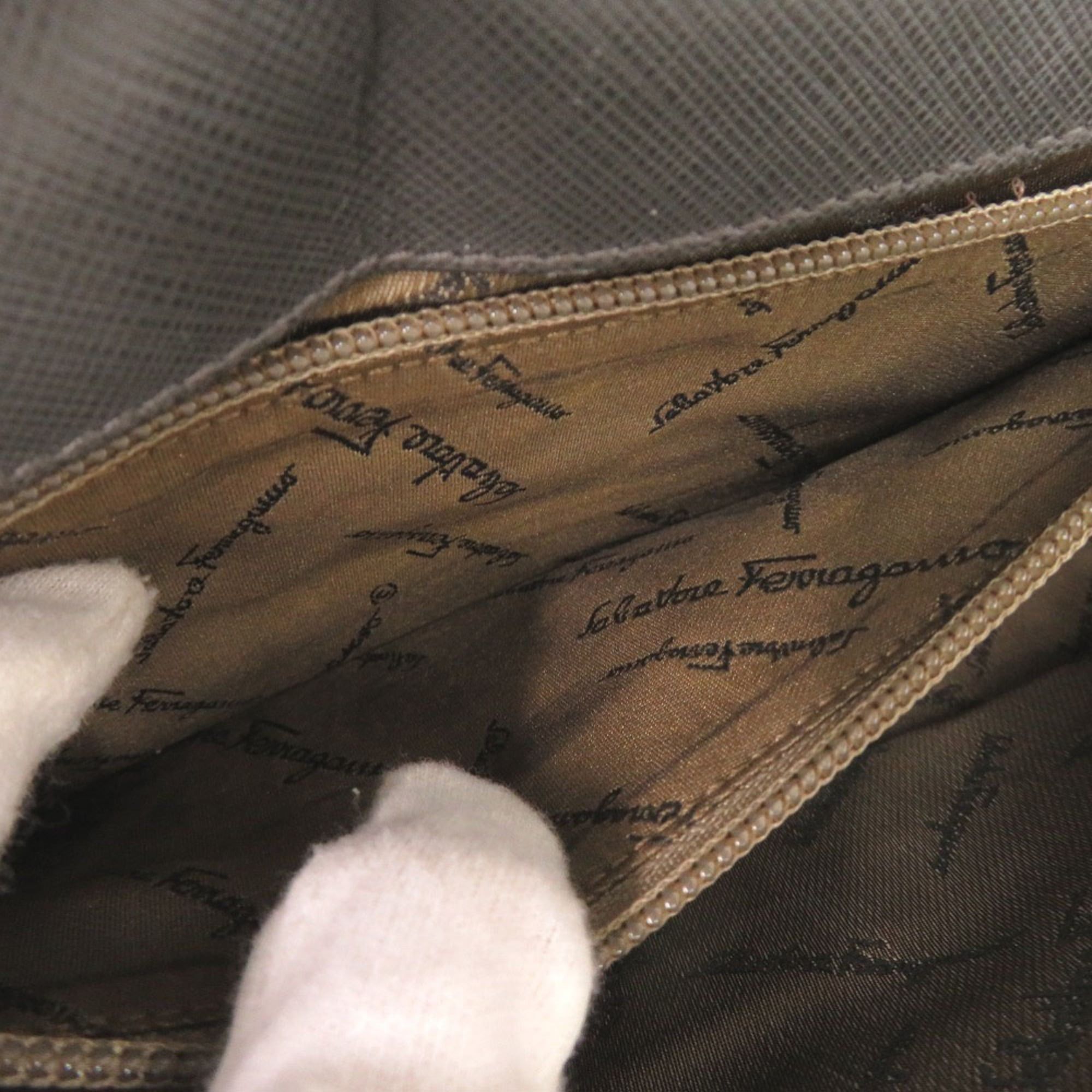 Salvatore Ferragamo Excellent condition Salvatore Ferragamo Double Gancini Leather Dark Gray Shoulder Bag 1249Salvatore Size ONE SIZE - 7 Thumbnail
