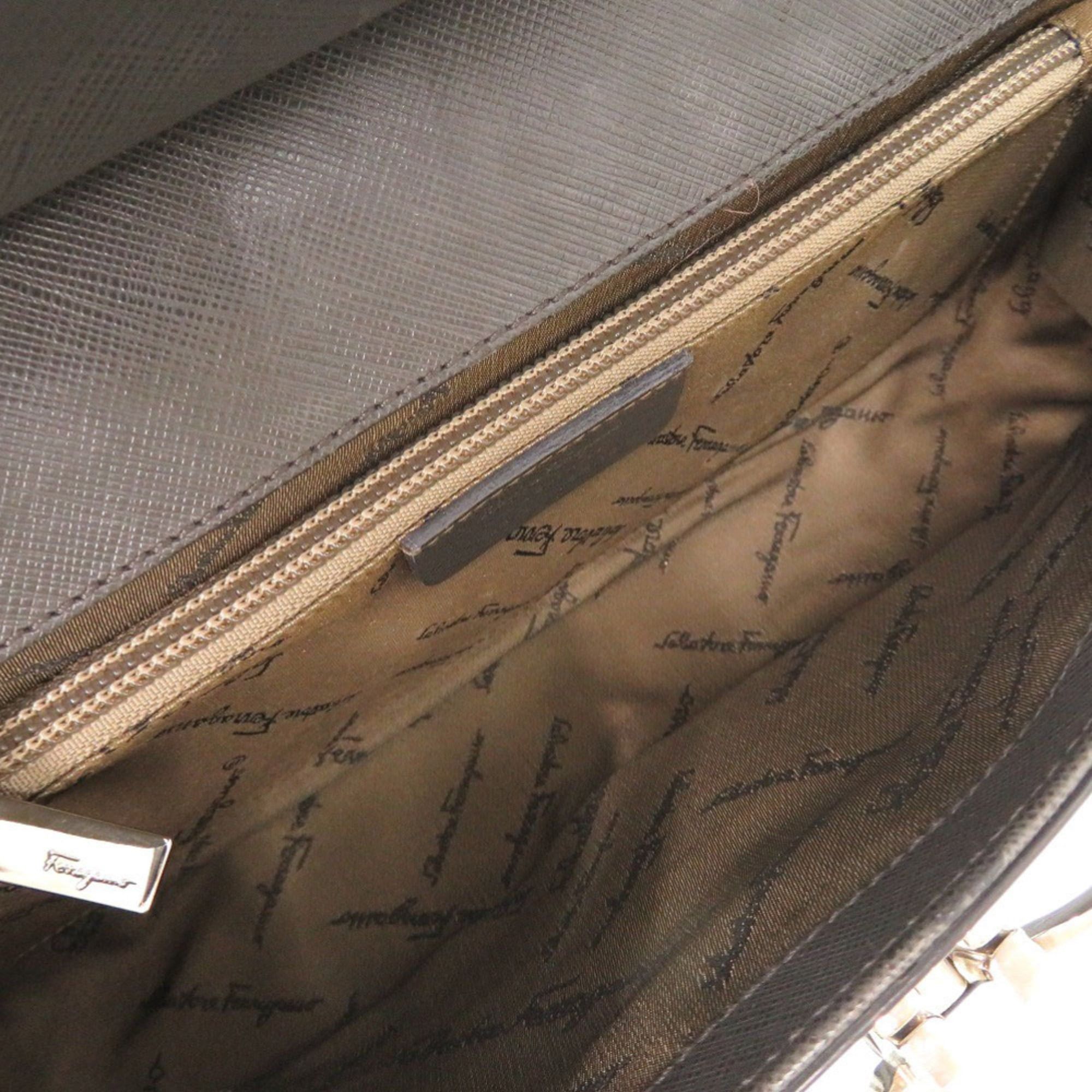 Salvatore Ferragamo Excellent condition Salvatore Ferragamo Double Gancini Leather Dark Gray Shoulder Bag 1249Salvatore Size ONE SIZE - 6 Thumbnail