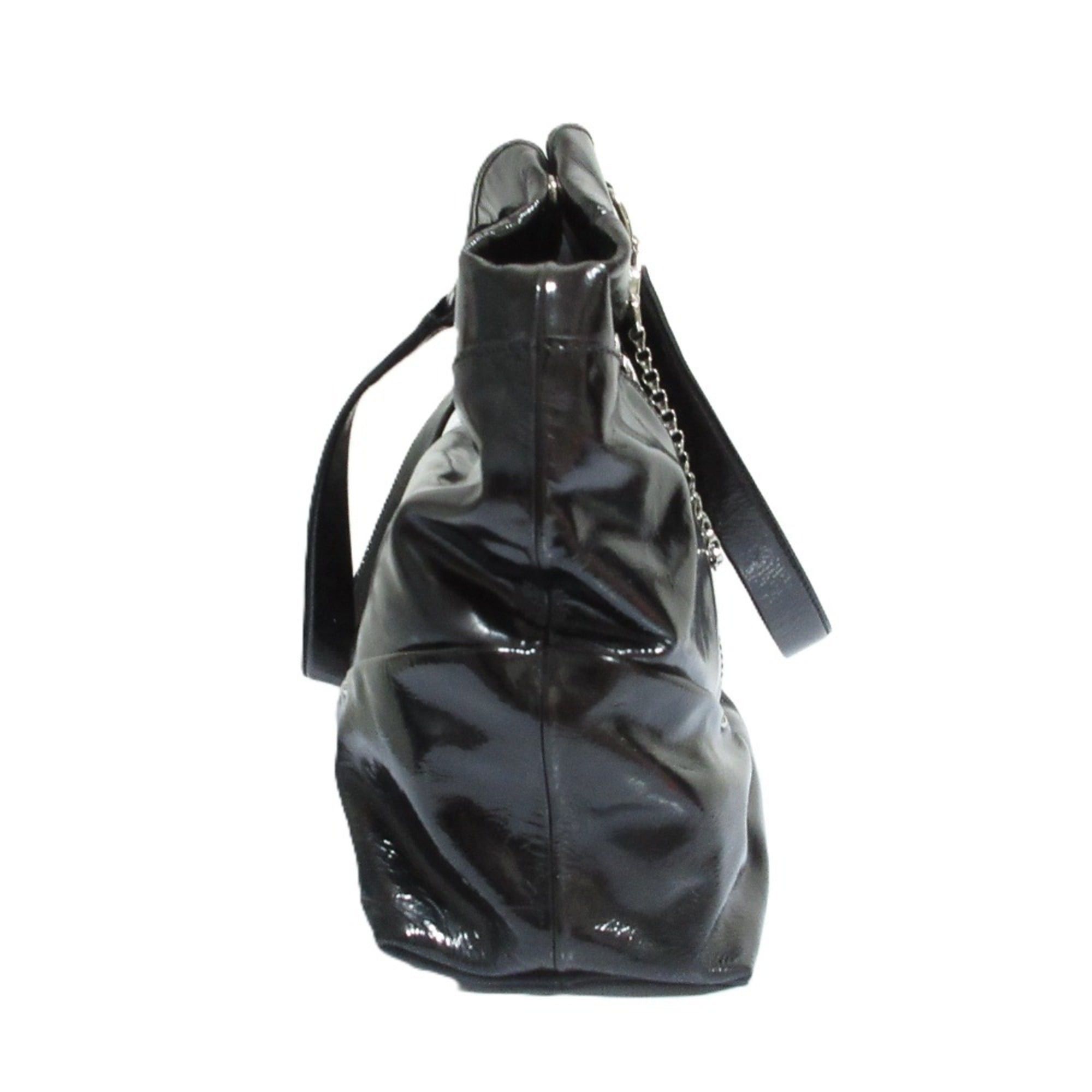 Celine Good condition Celine enamel chain tote bag in black. Women's. Luxs. Pre-owned brand. Size ONE SIZE - 3 Thumbnail
