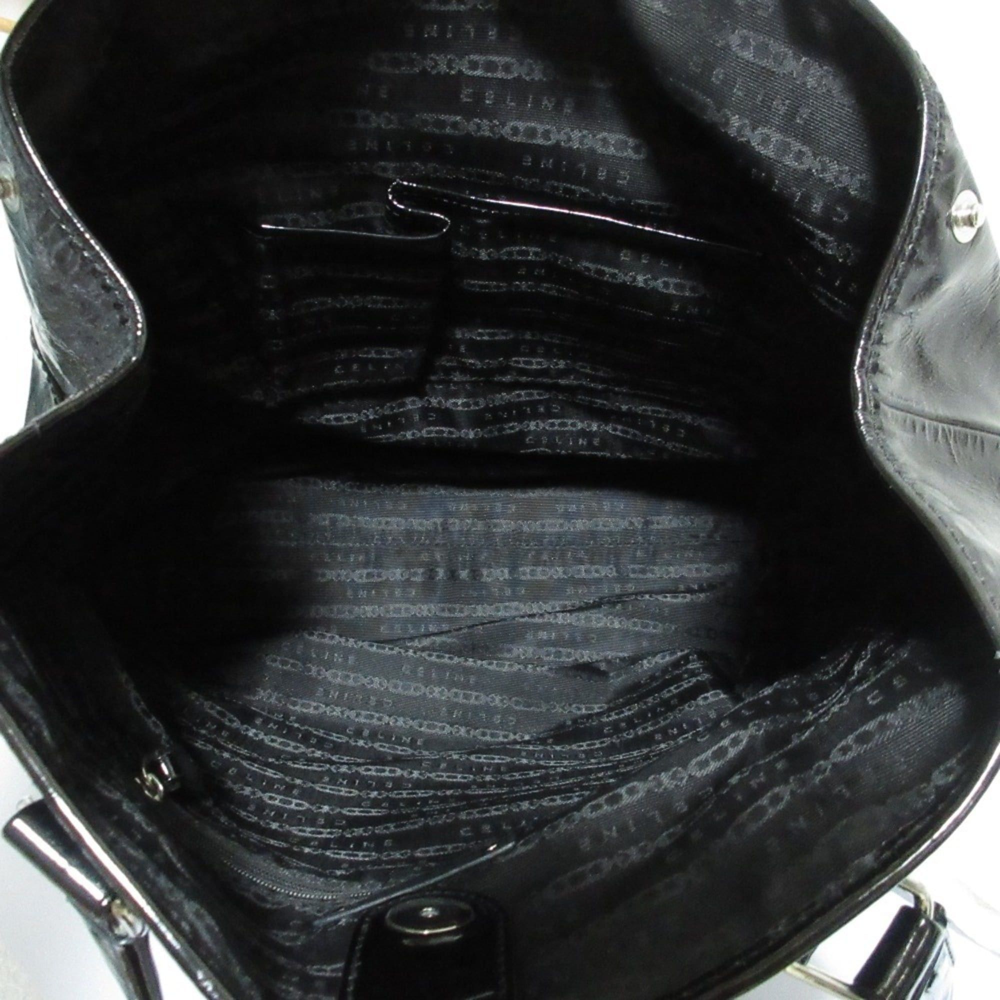 Celine Good condition Celine enamel chain tote bag in black. Women's. Luxs. Pre-owned brand. Size ONE SIZE - 7 Thumbnail