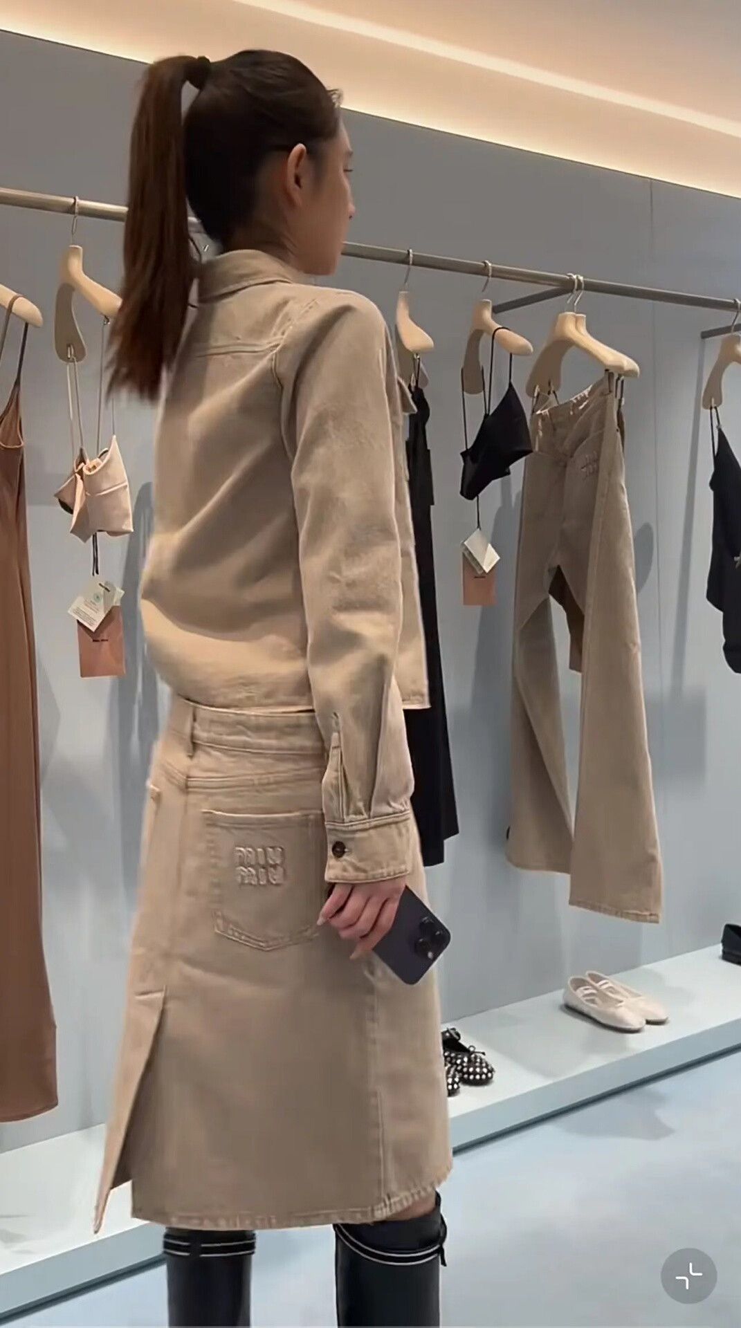 Miu Miu Miu Miu Fall/Winter 24 Sand Denim Skirt Size 36" / US 14 / IT 50 - 6 Thumbnail