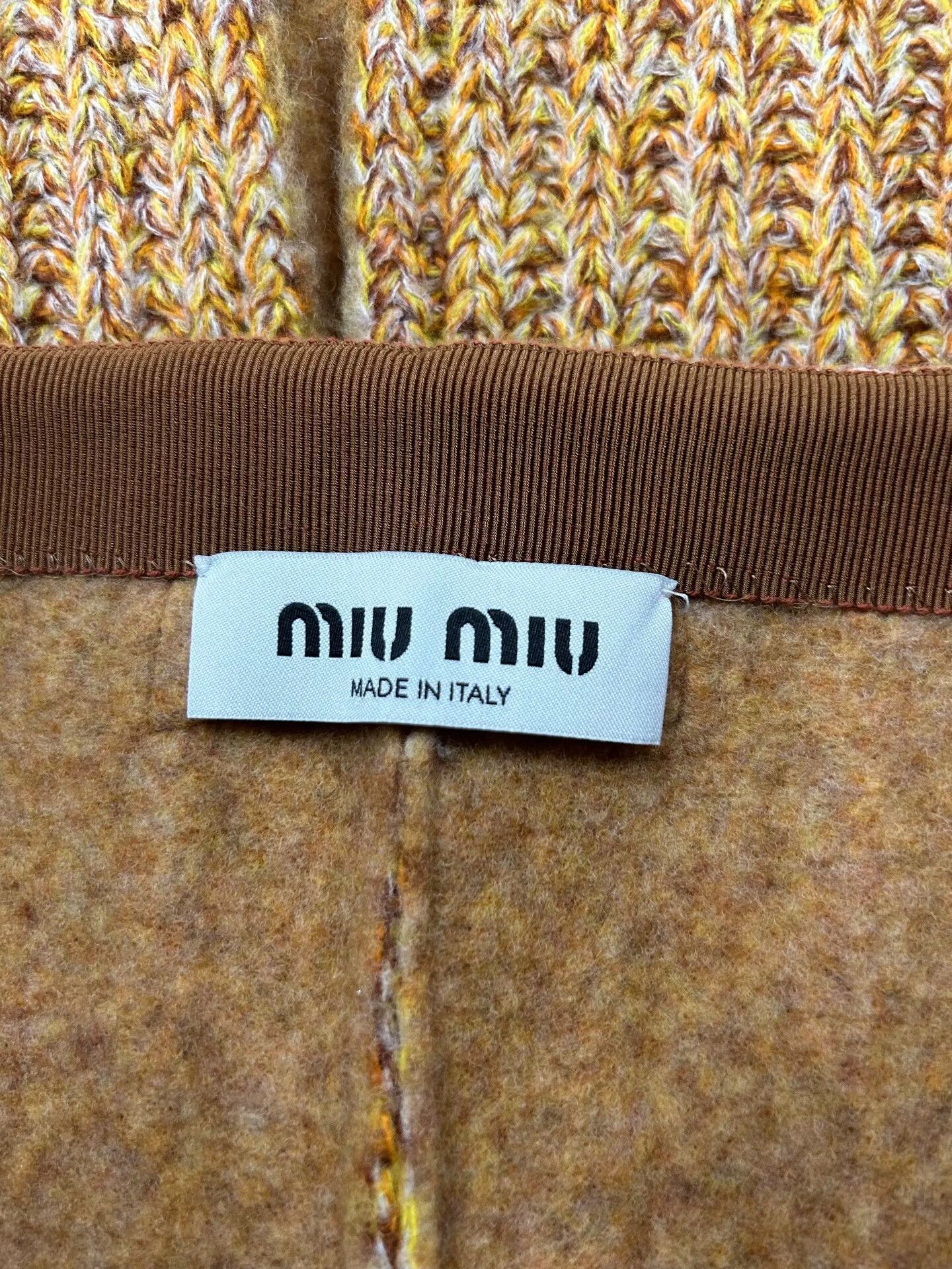 Miu Miu Miumiu Brown Thick-Knit Letter Skirt Size 38" / US 16 / IT 52 - 7 Thumbnail