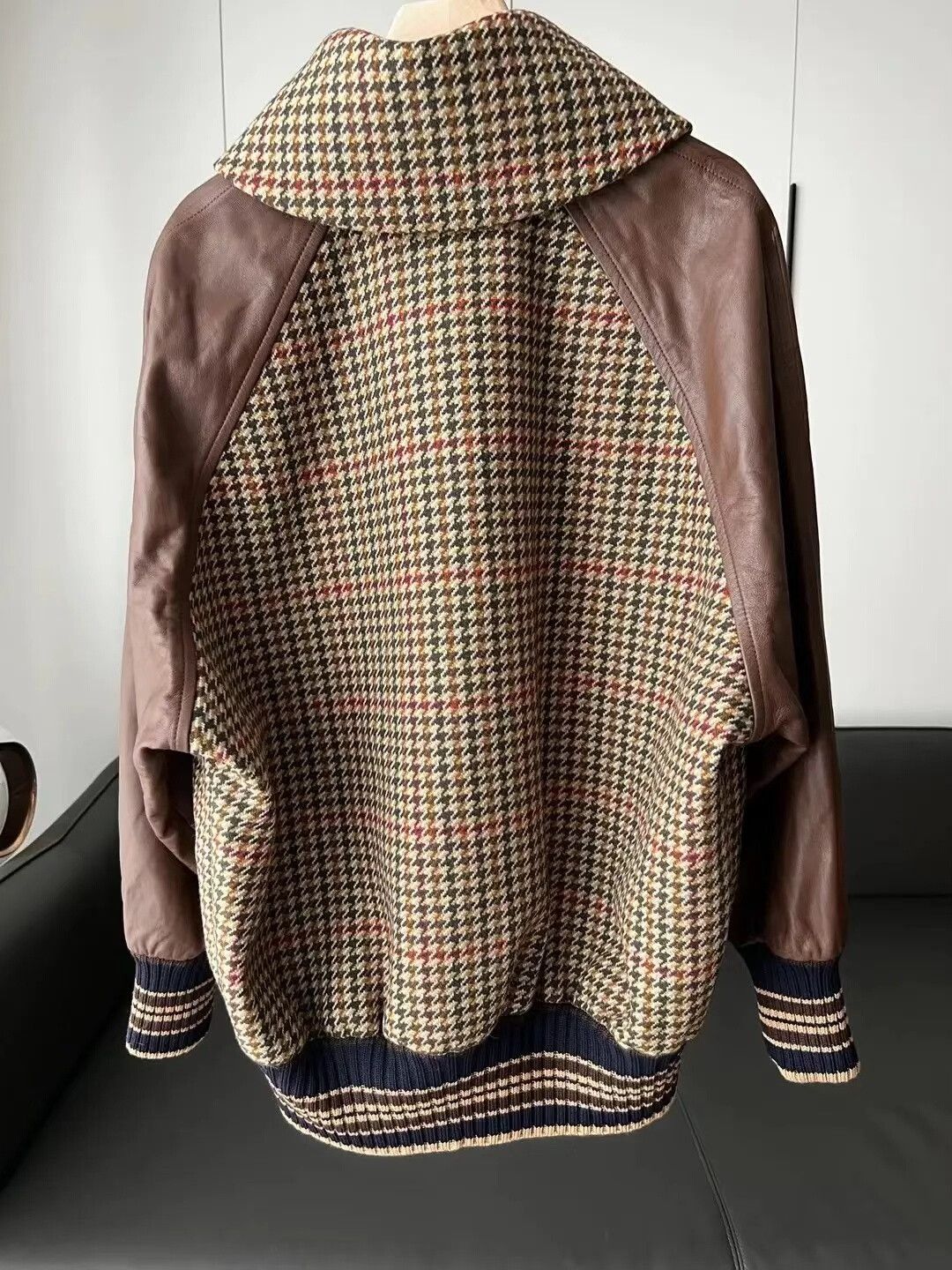 Miu Miu Miu Miu Houndstooth Leather Trim Long Coat Size XS / US 0-2 / IT 36-38 - 2 Thumbnail