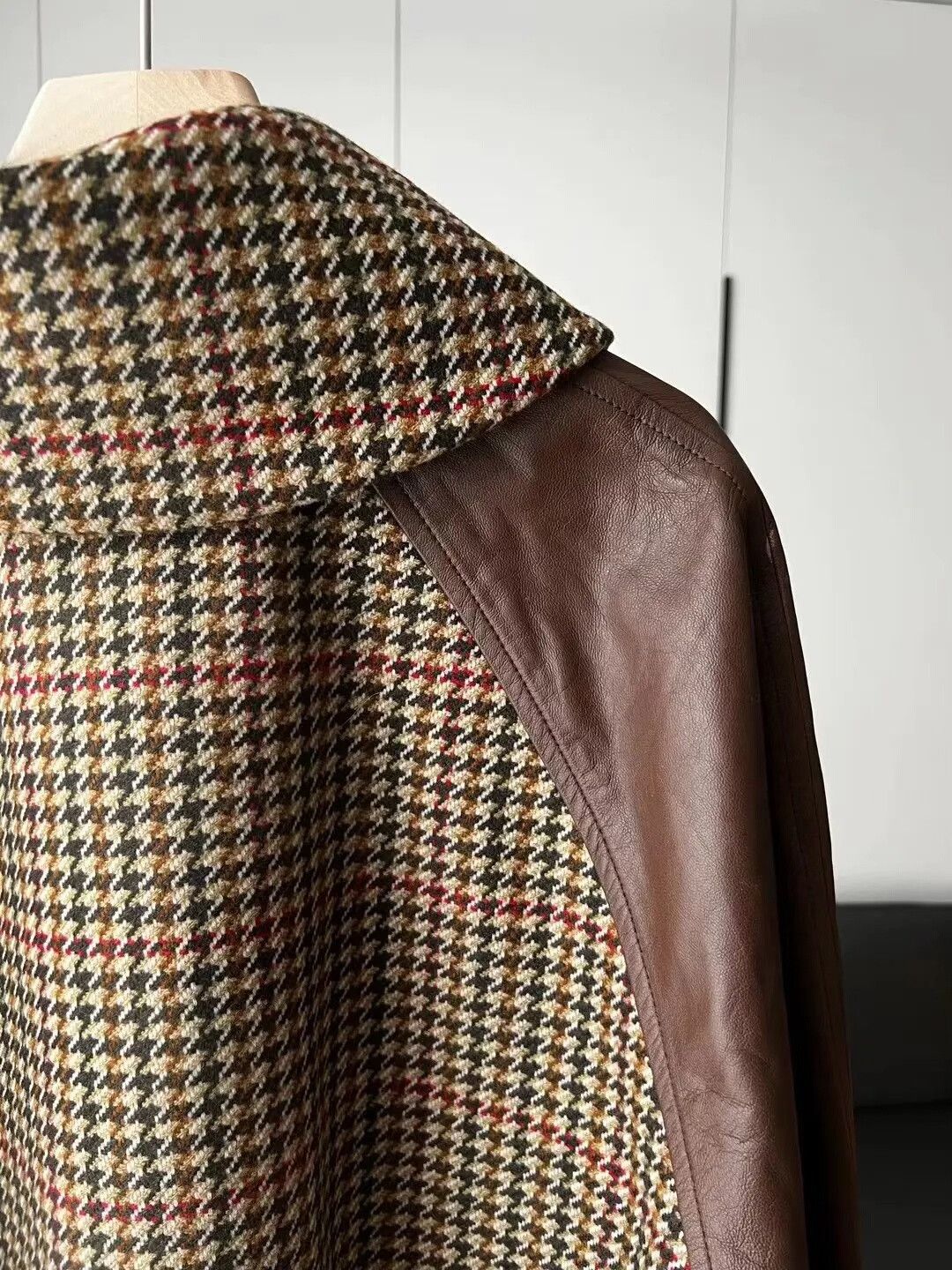 Miu Miu Miu Miu Houndstooth Leather Trim Long Coat Size XS / US 0-2 / IT 36-38 - 6 Thumbnail