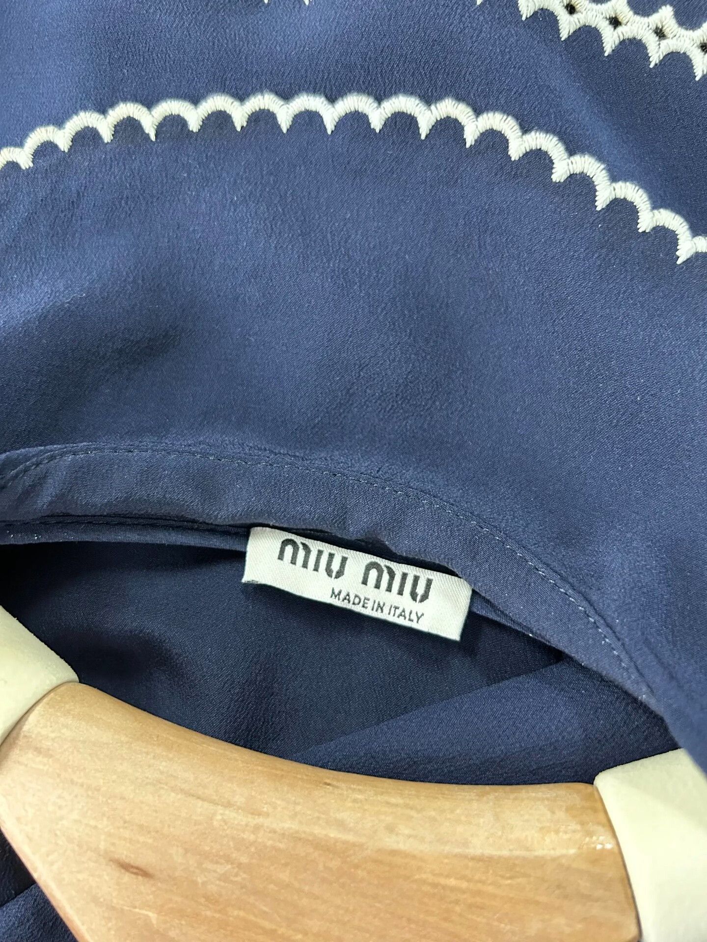 Miu Miu Miu Miu Navy Silk Shirt Size XS / US 0-2 / IT 36-38 - 5 Thumbnail