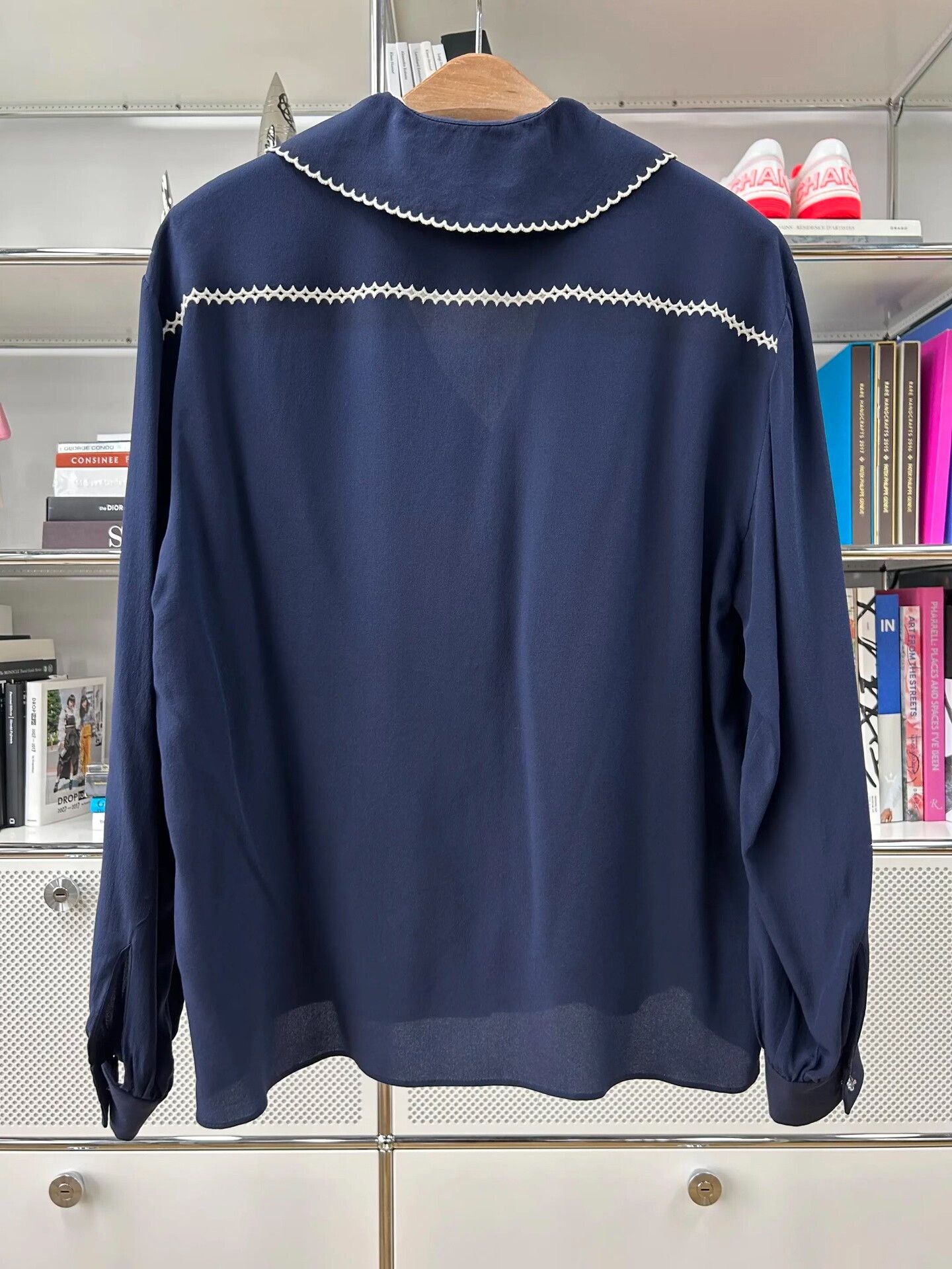 Miu Miu Miu Miu Navy Silk Shirt Size XS / US 0-2 / IT 36-38 - 2 Thumbnail