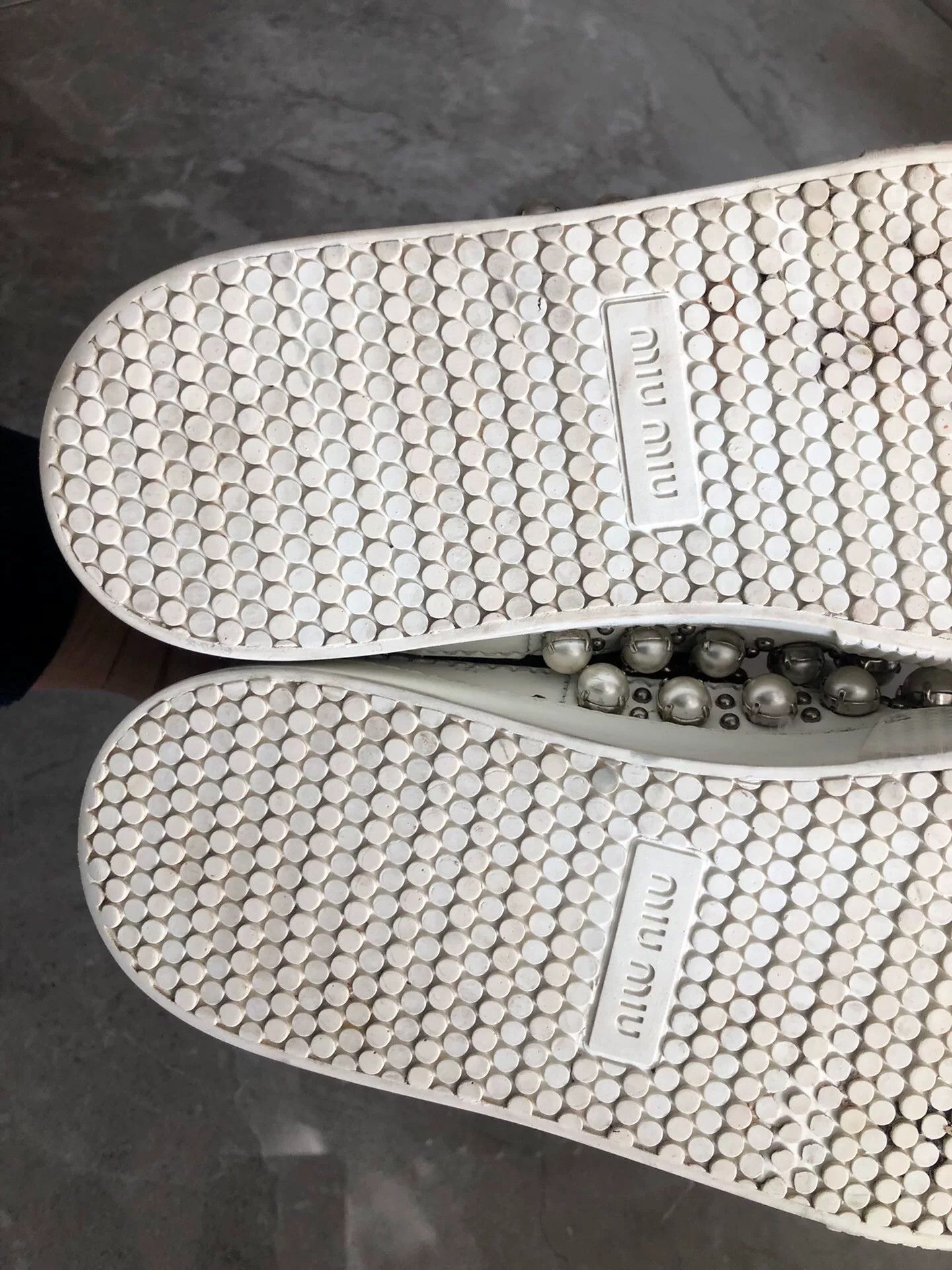 Miu Miu Miu Miu Limited Pearl Shell-Toe Sneakers Size US 4 / IT 34 - 9 Thumbnail