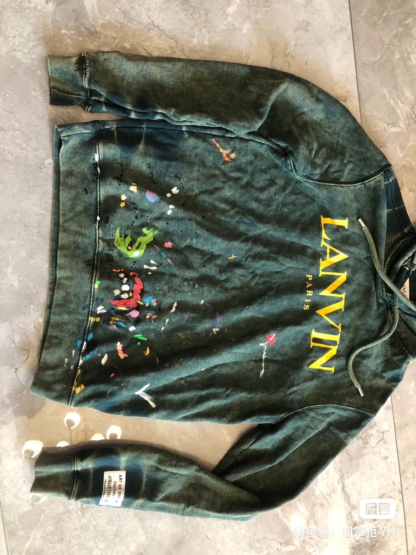 Lanvin LANVIN x GALLERY DEPT Green Distressed Hoodie Size S / US 4 / IT 40 - 2 Thumbnail