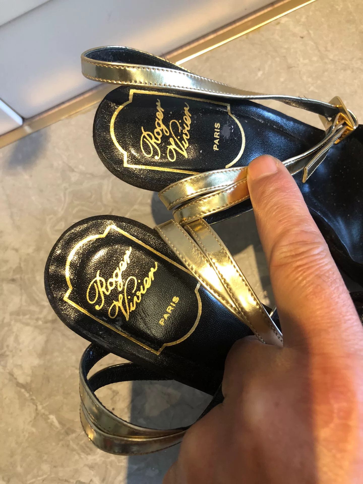 Roger Vivier Roger Vivier Gold Strap Platform Heel Sandal Size US 4.5 / IT 34.5 - 2 Thumbnail