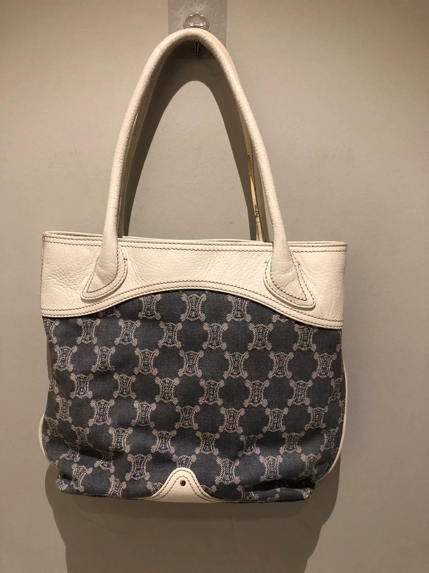 Celine Celine Vintage Denim Baby Blue Triomphe Tote Size ONE SIZE - 2 Thumbnail