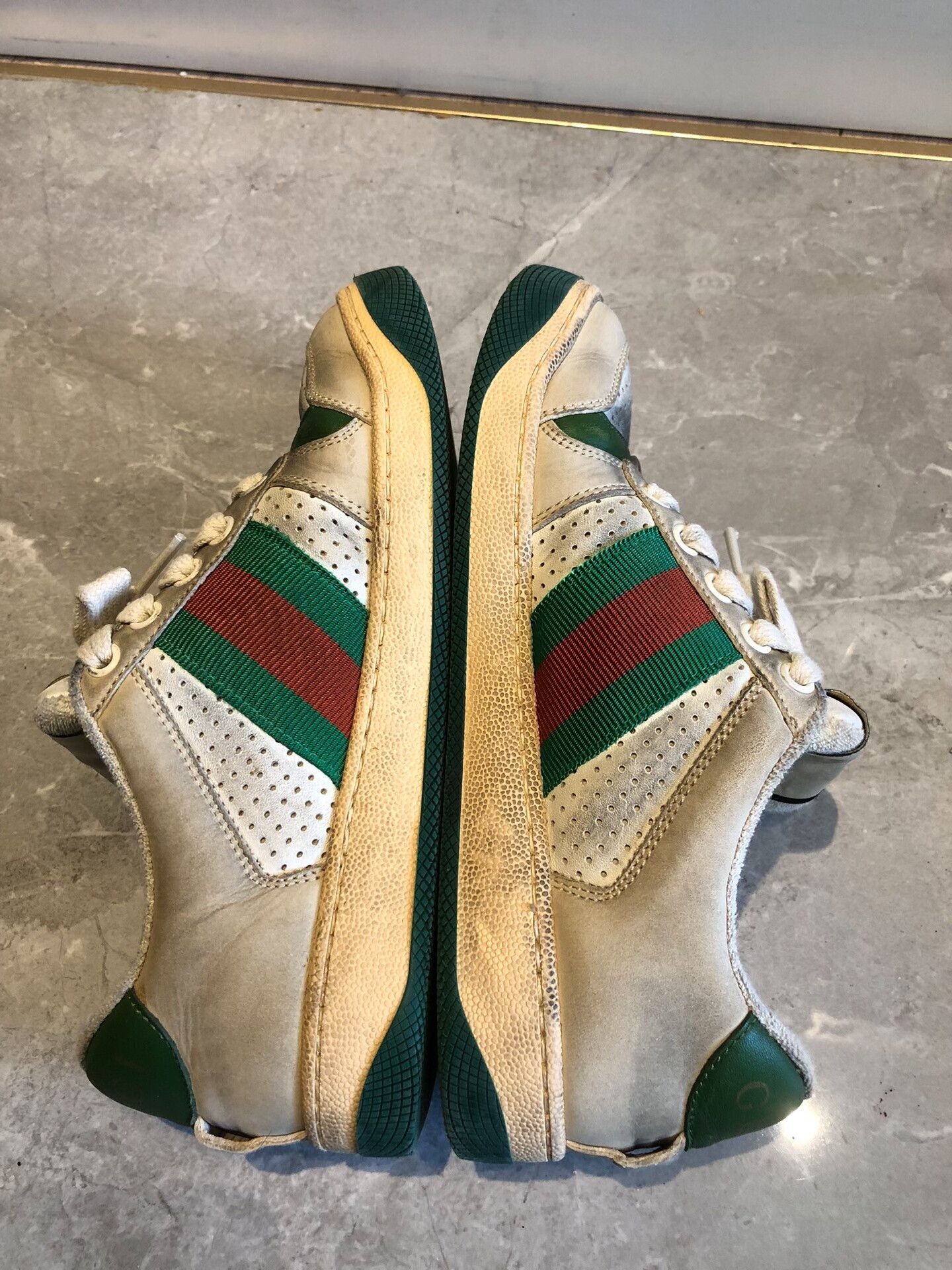 Gucci Gucci Screener Distressed Leather Sneakers Women Size US 4.5 / IT 34.5 - 5 Thumbnail