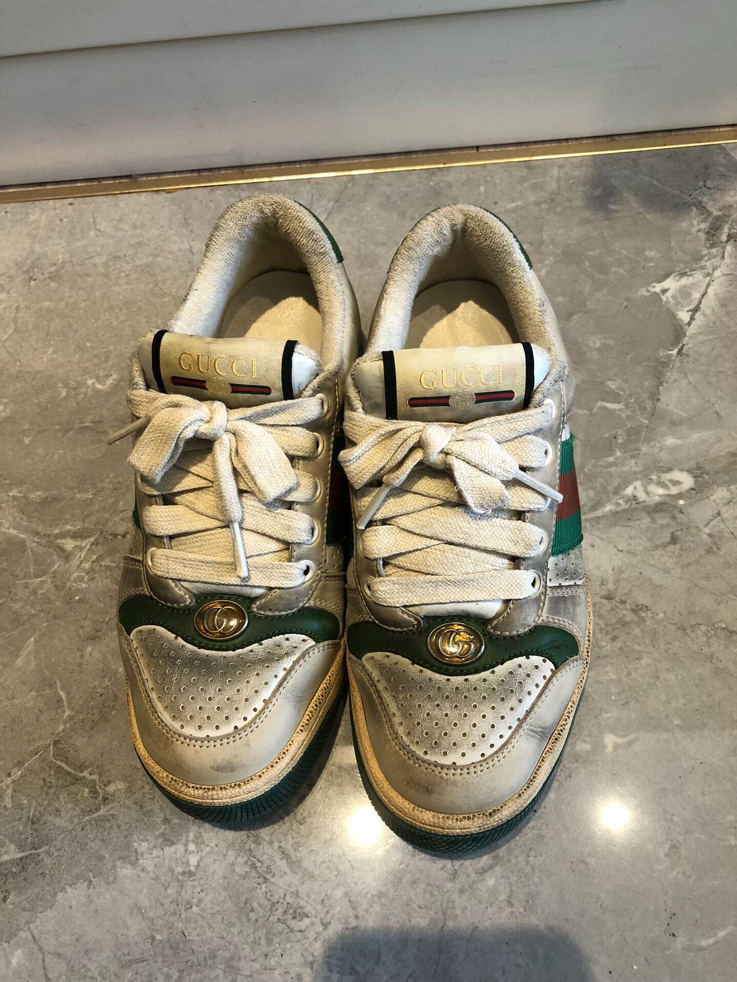 Gucci Gucci Screener Distressed Leather Sneakers Women Size US 4.5 / IT 34.5 - 2 Thumbnail
