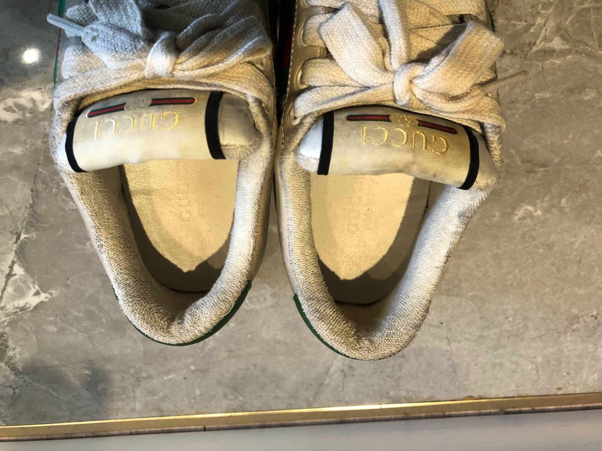 Gucci Gucci Screener Distressed Leather Sneakers Women Size US 4.5 / IT 34.5 - 6 Thumbnail