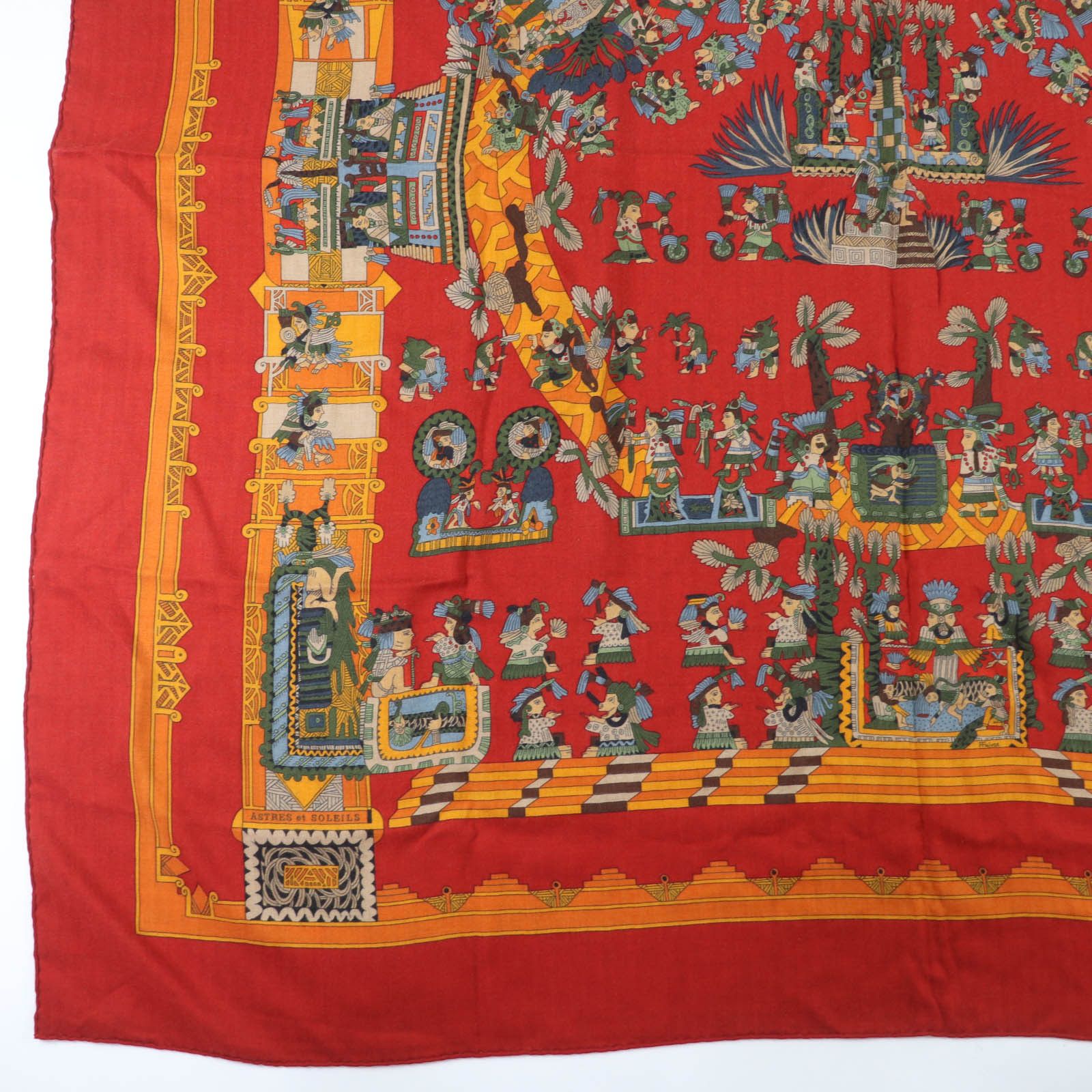 Hermes Hermès Astres et Soleils Large Cashmere Silk Shawl Textile Shawl DUTY FREE for USA