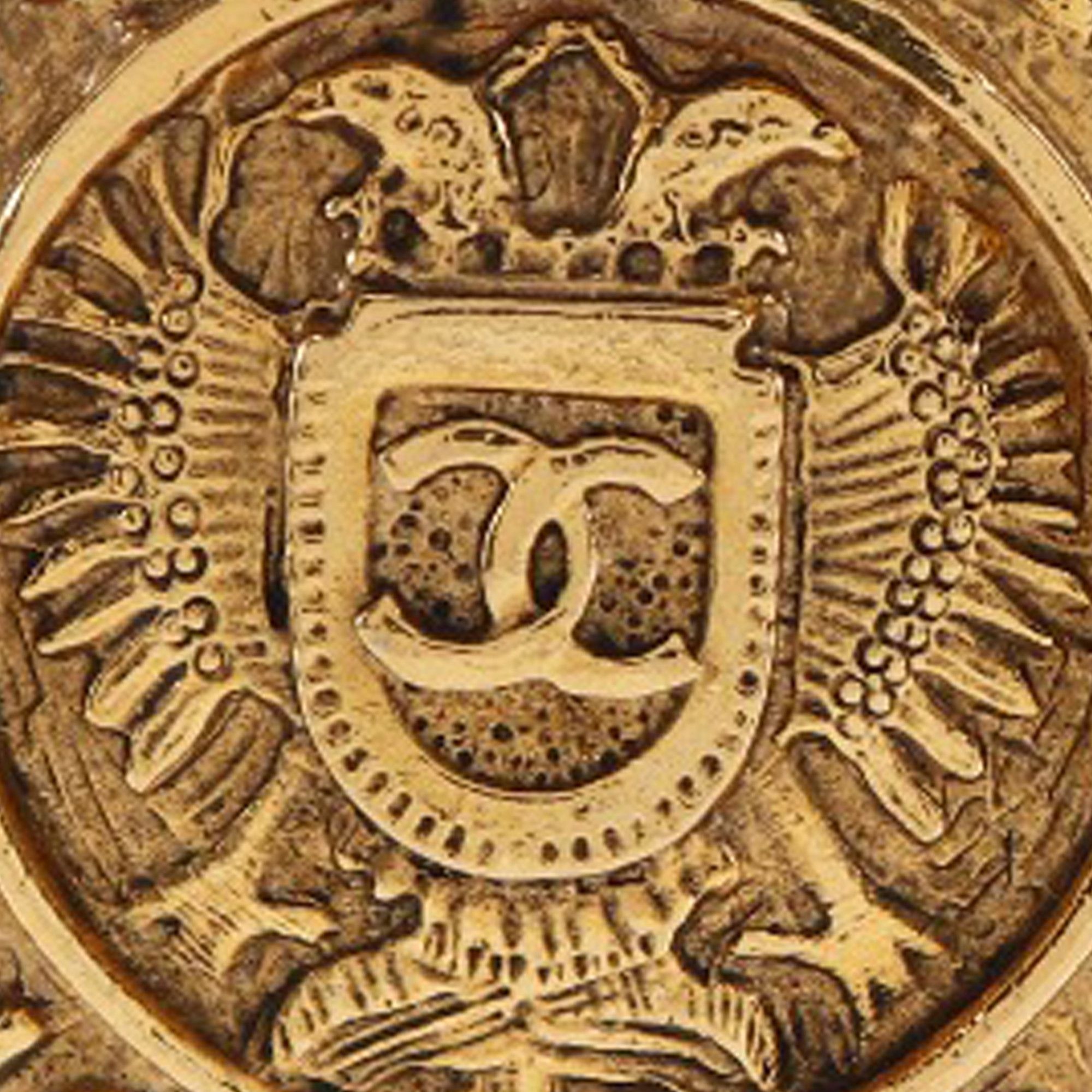 Chanel Chanel Gold Plated Rue Cambon Crest Clip On Earrings Size ONE SIZE - 4 Thumbnail