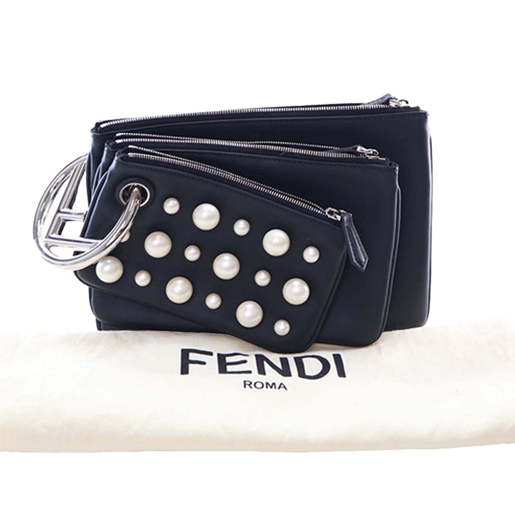 Fendi Fendi Leather Pearl Studded Triplette Clutch Size ONE SIZE - 14 Thumbnail