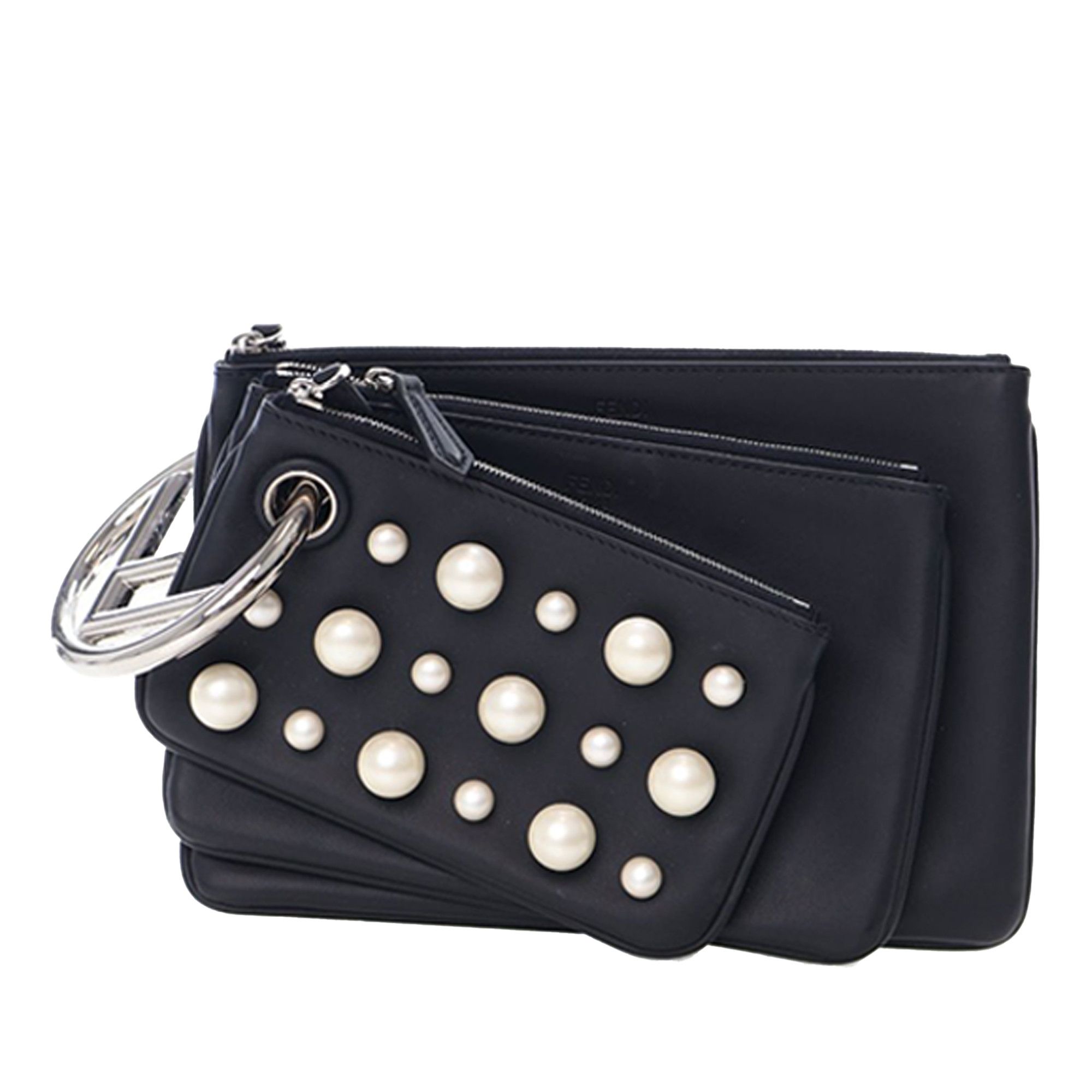 Fendi Fendi Leather Pearl Studded Triplette Clutch Size ONE SIZE - 2 Thumbnail