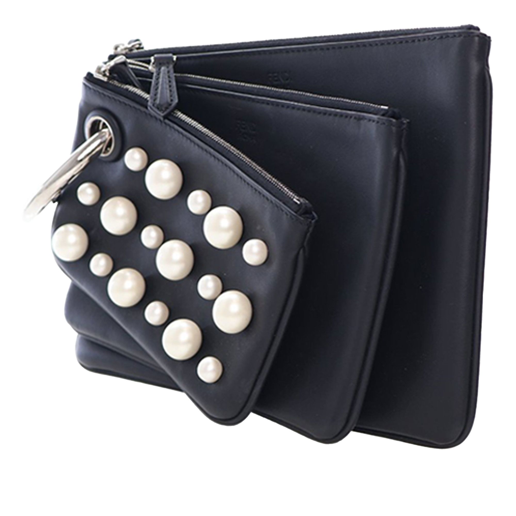 Fendi Fendi Leather Pearl Studded Triplette Clutch Size ONE SIZE - 3 Thumbnail