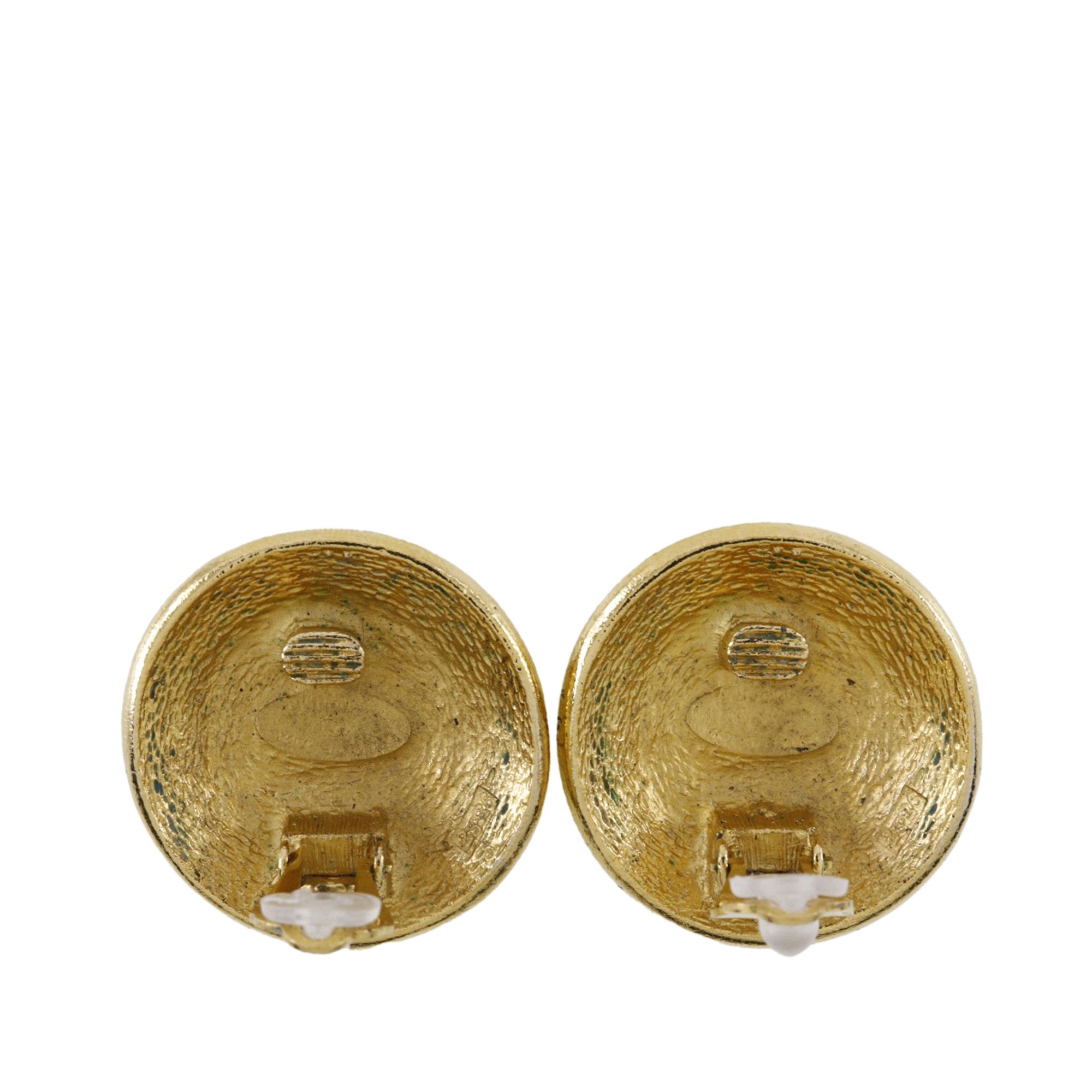 Chanel Chanel Gold Plated Rue Cambon Medallion Clip On Earrings Size ONE SIZE - 2 Thumbnail