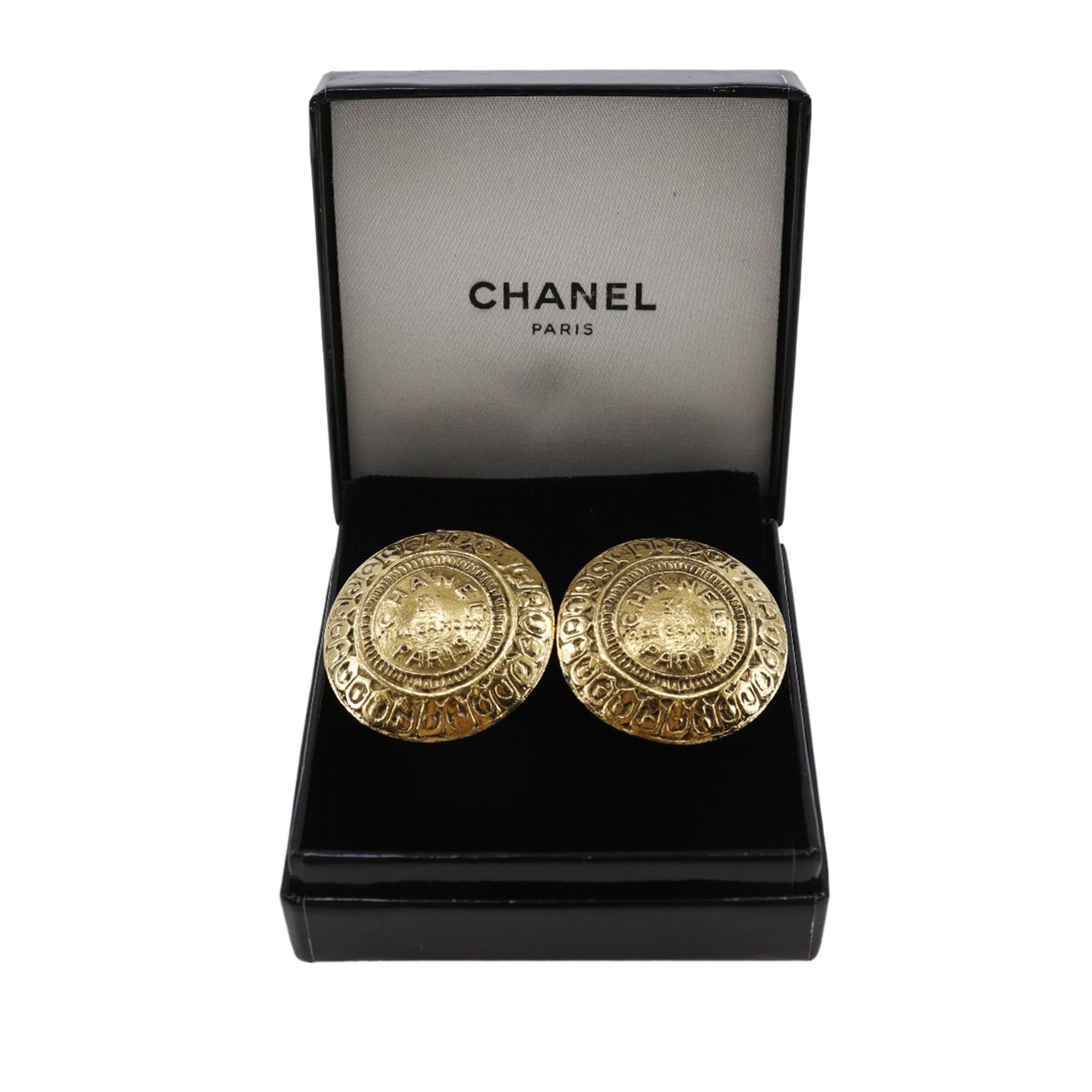 Chanel Chanel Gold Plated Rue Cambon Medallion Clip On Earrings Size ONE SIZE - 8 Thumbnail