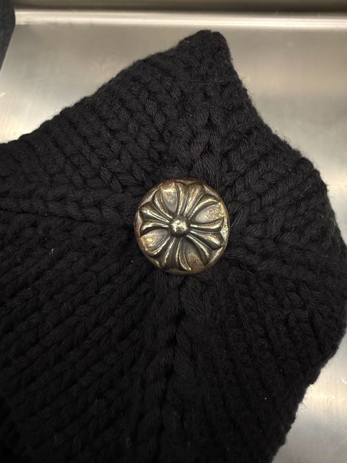 Chrome Hearts Chrome Hearts Black Rolled Edge Cross Beanie Size ONE SIZE - 4 Thumbnail