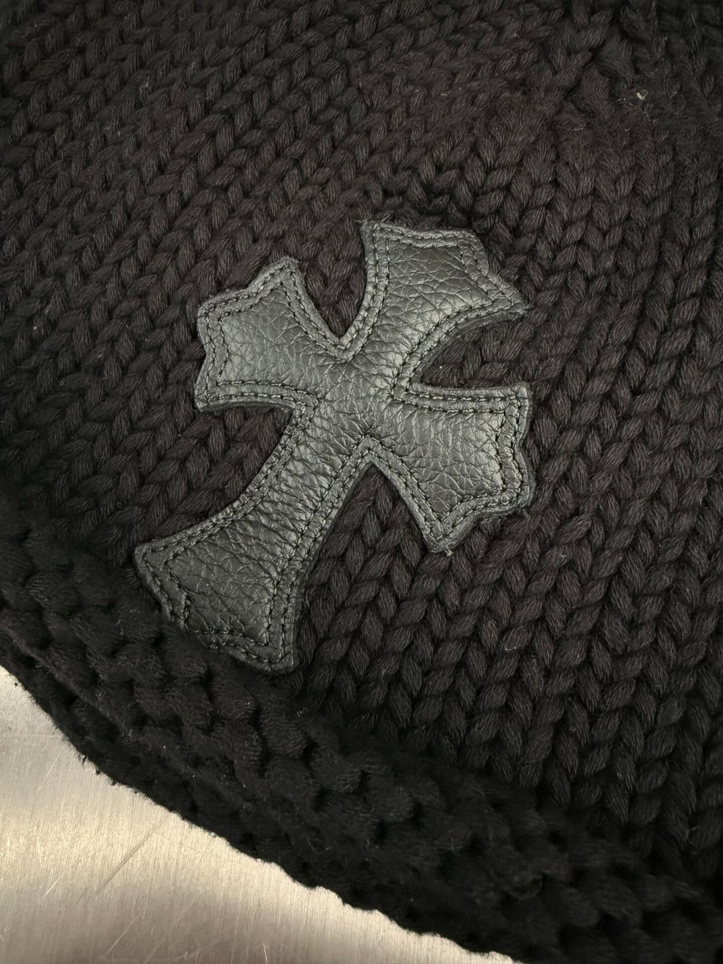 Chrome Hearts Chrome Hearts Black Rolled Edge Cross Beanie Size ONE SIZE - 3 Thumbnail