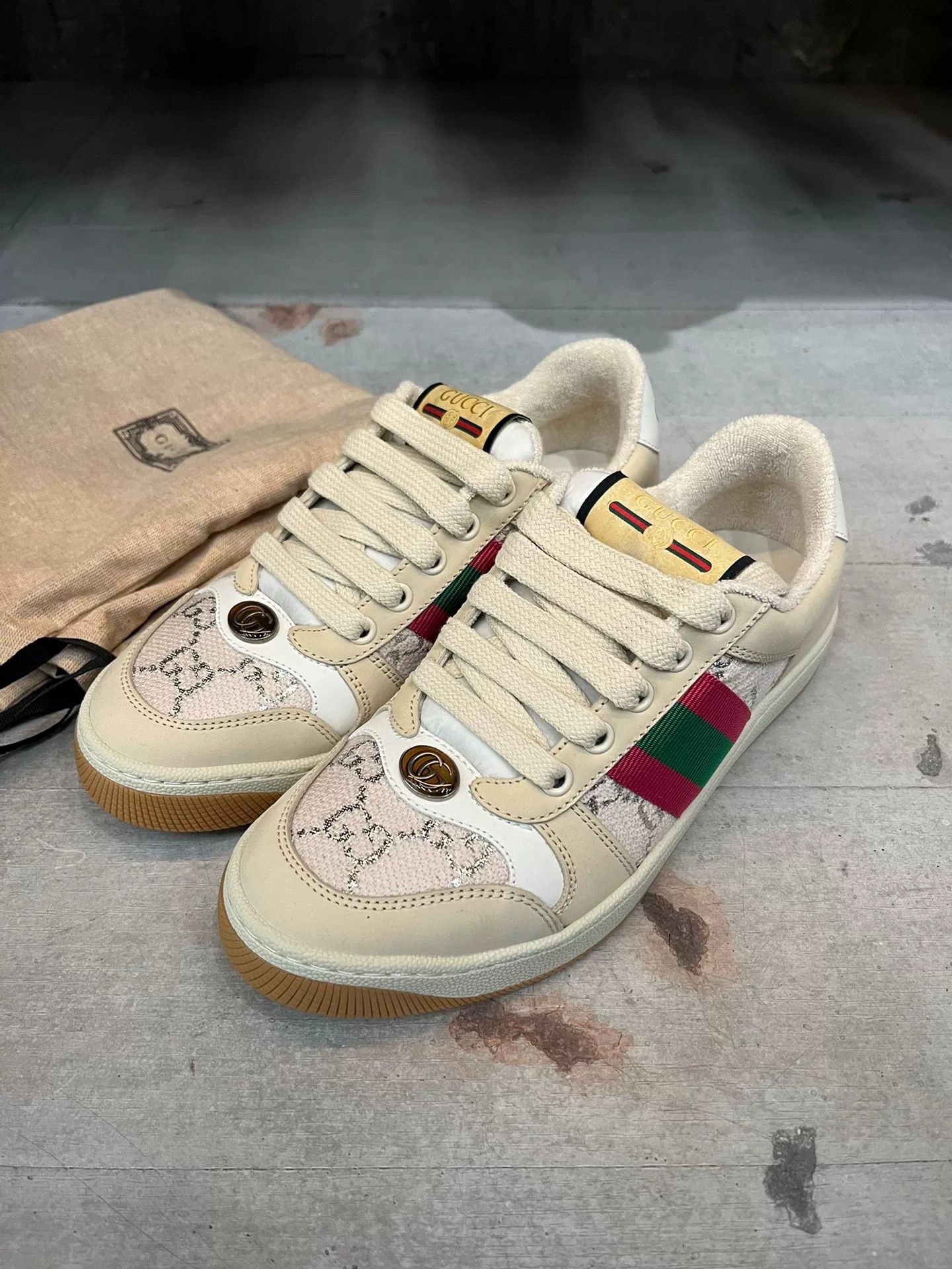 Gucci Gucci GG Enamel Pink Silver Sneakers Size US 4 / IT 34 - 2 Thumbnail