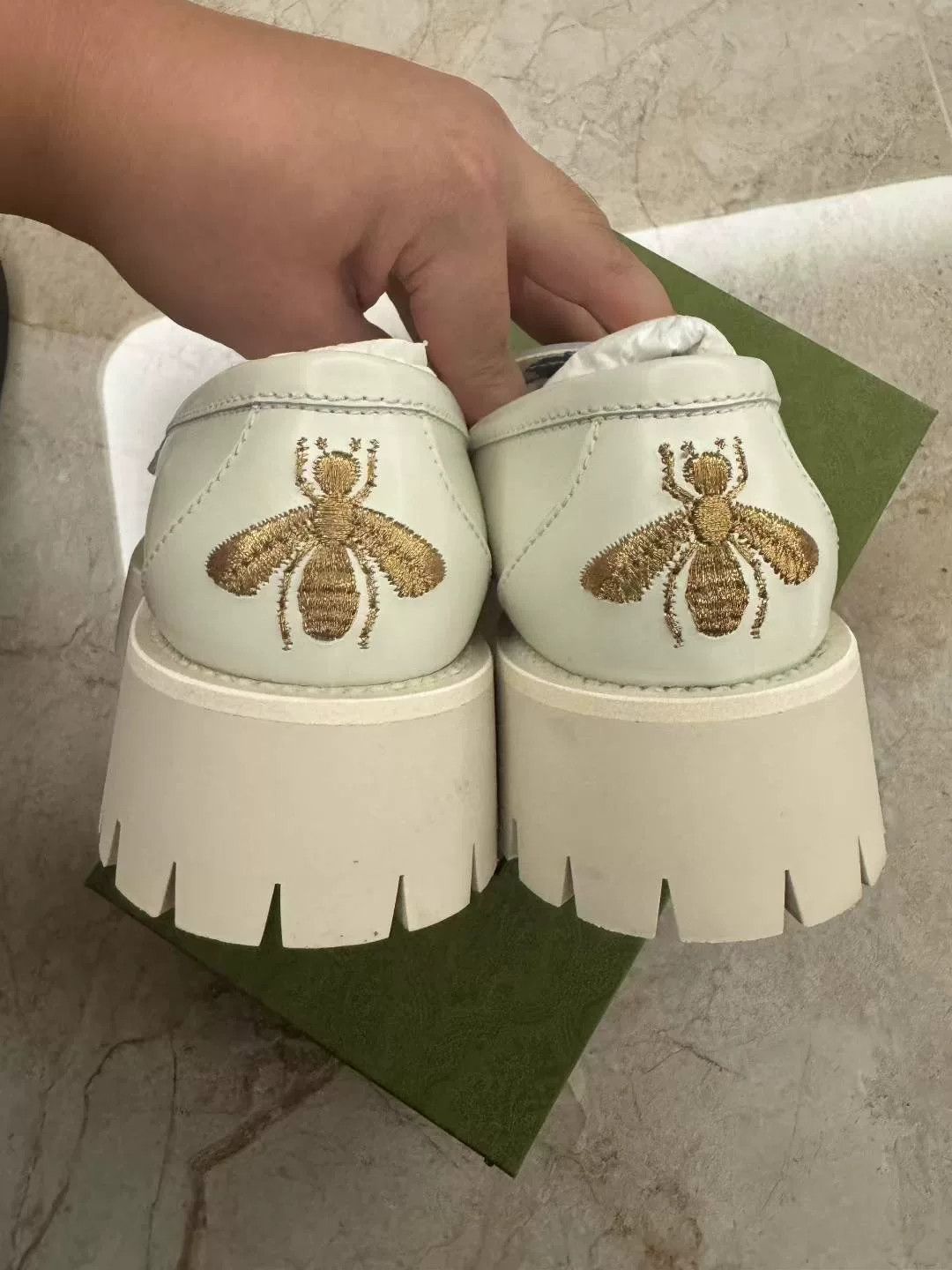 Gucci Gucci White Leather Platform Horsebit Loafer Size US 4.5 / IT 34.5 - 2 Thumbnail