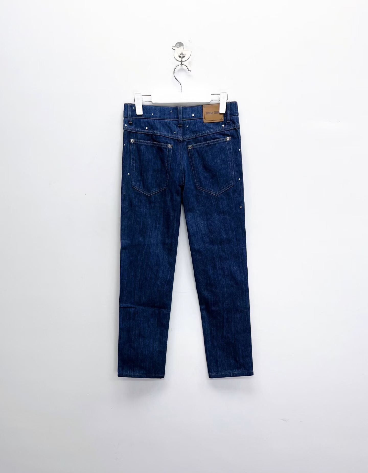 Miu Miu Miu Miu Blue Rhinestone Logo Denim Pants Size 26" / US 2 / IT 38 - 2 Thumbnail