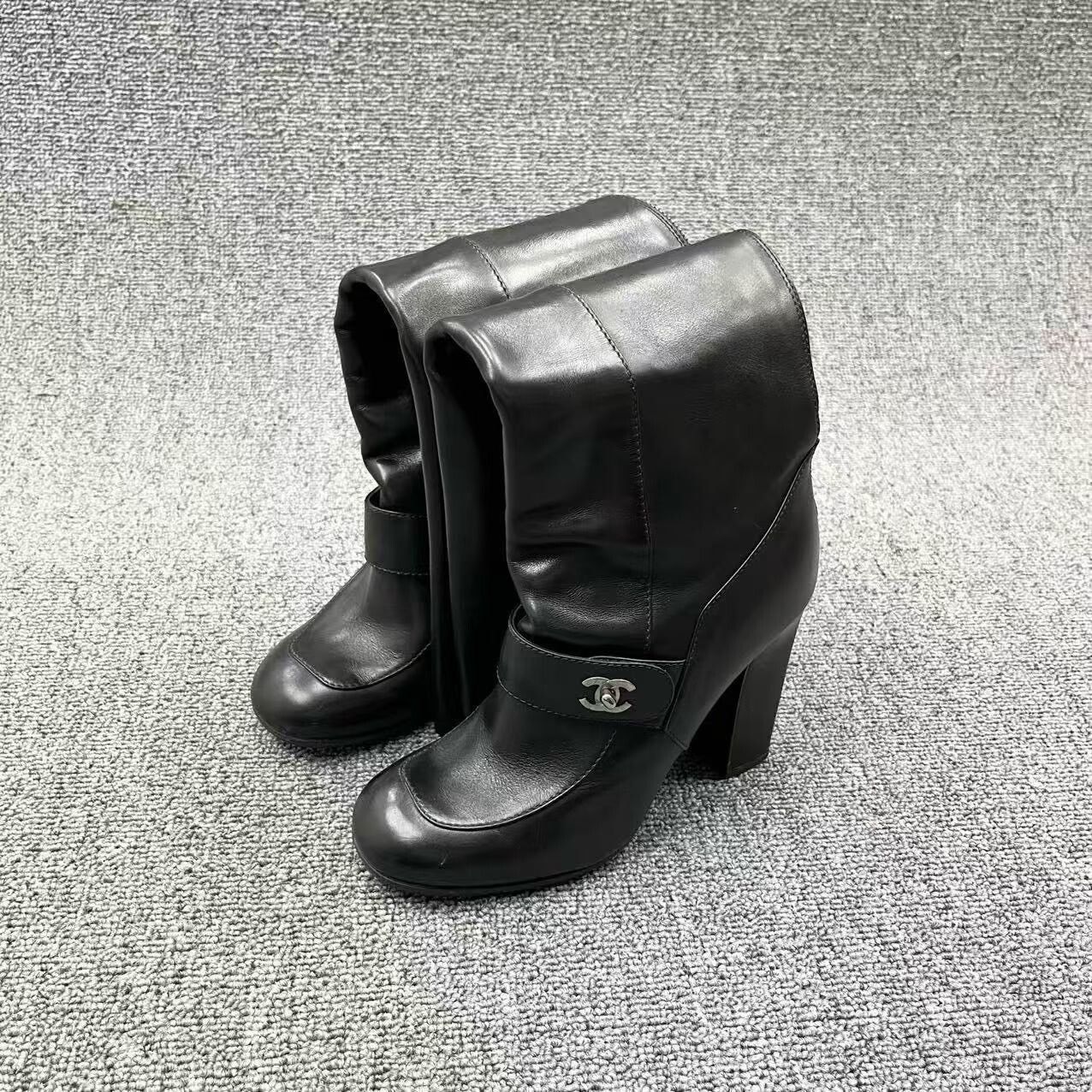 Chanel Chanel Black Lambskin Double C Knee-High Boots Size US 4.5 / IT 34.5 - 2 Thumbnail