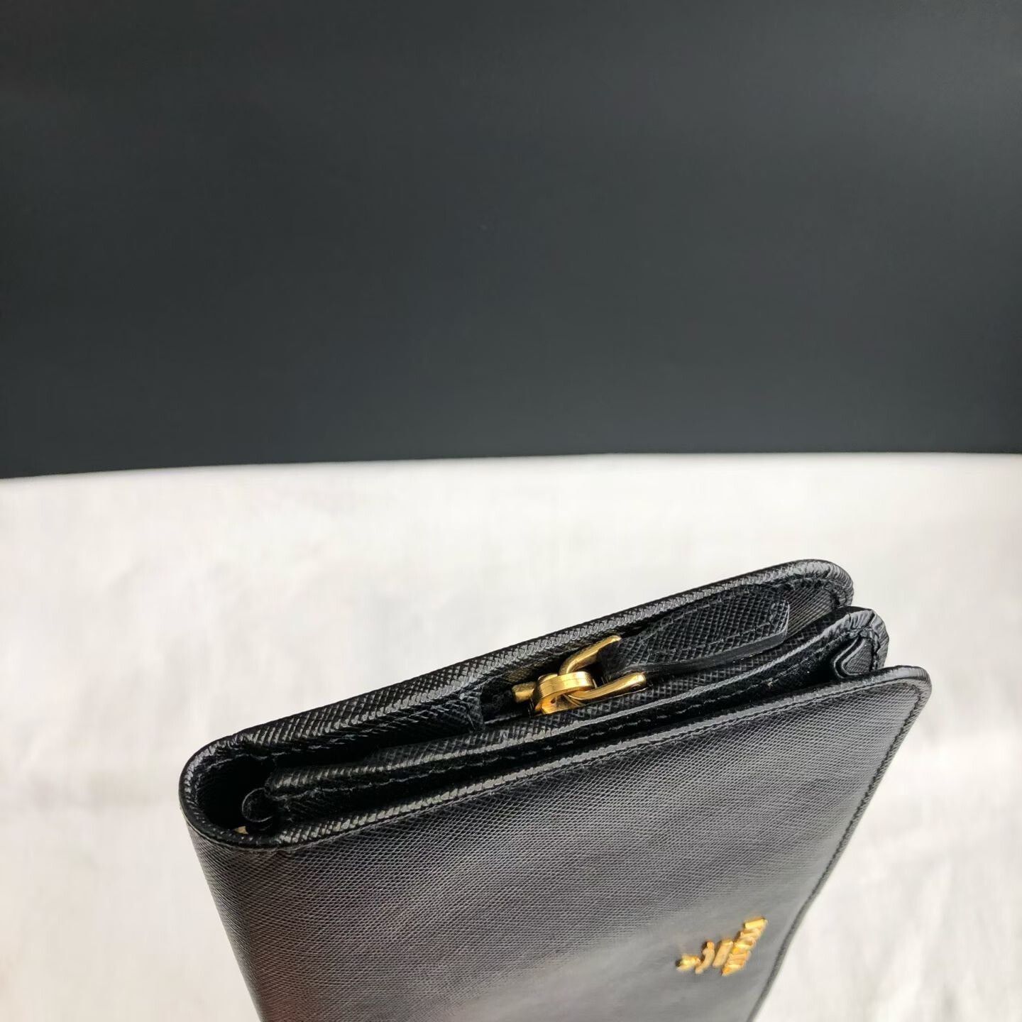 Prada Prada Black Gold Long Folding Wallet Size ONE SIZE - 3 Thumbnail