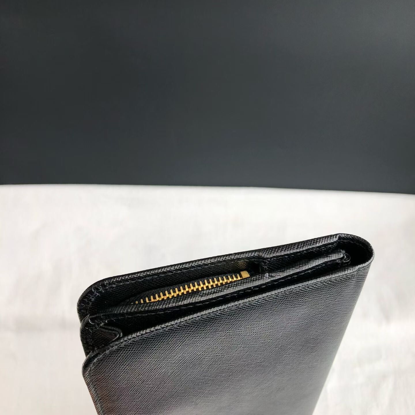 Prada Prada Black Gold Long Folding Wallet Size ONE SIZE - 4 Thumbnail