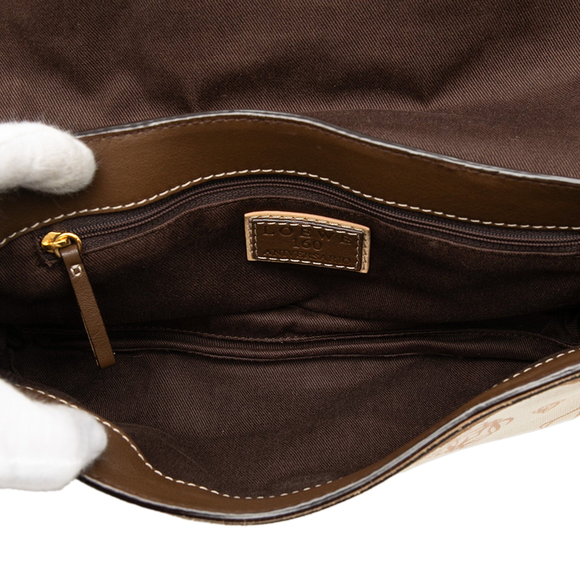 Loewe 160th Anniversary Suede Trimmed Canvas Flap Shoulder Bag Size ONE SIZE - 4 Thumbnail