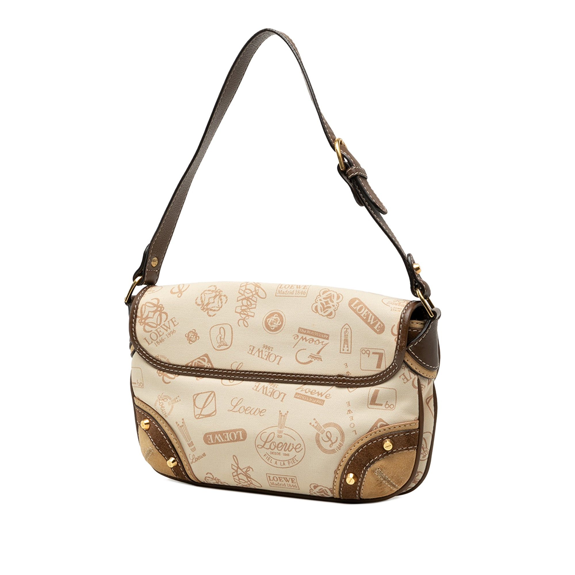 Loewe 160th Anniversary Suede Trimmed Canvas Flap Shoulder Bag Size ONE SIZE - 2 Thumbnail