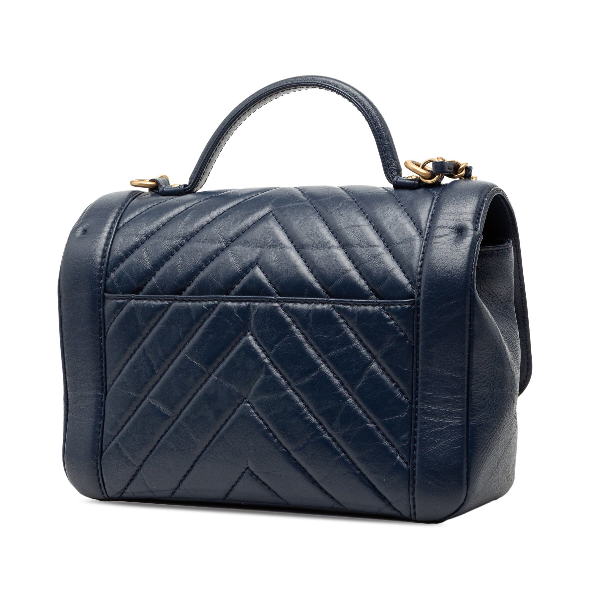 Chanel CC Chevron Aged Calfskin Top Handle Flap Size ONE SIZE - 2 Thumbnail