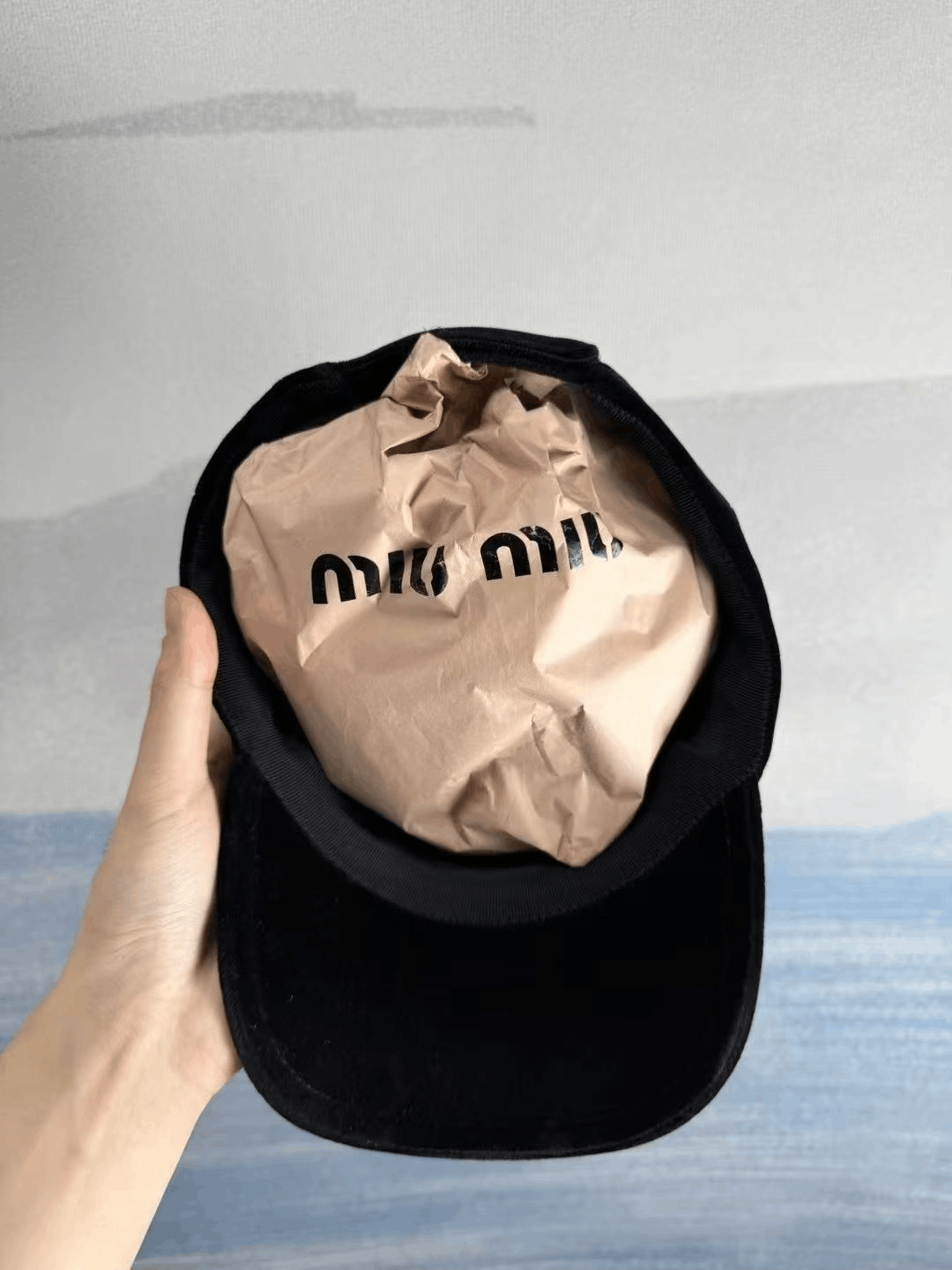 Miu Miu Miu Miu Black Gold Thread Velvet Cap S Size ONE SIZE - 3 Thumbnail