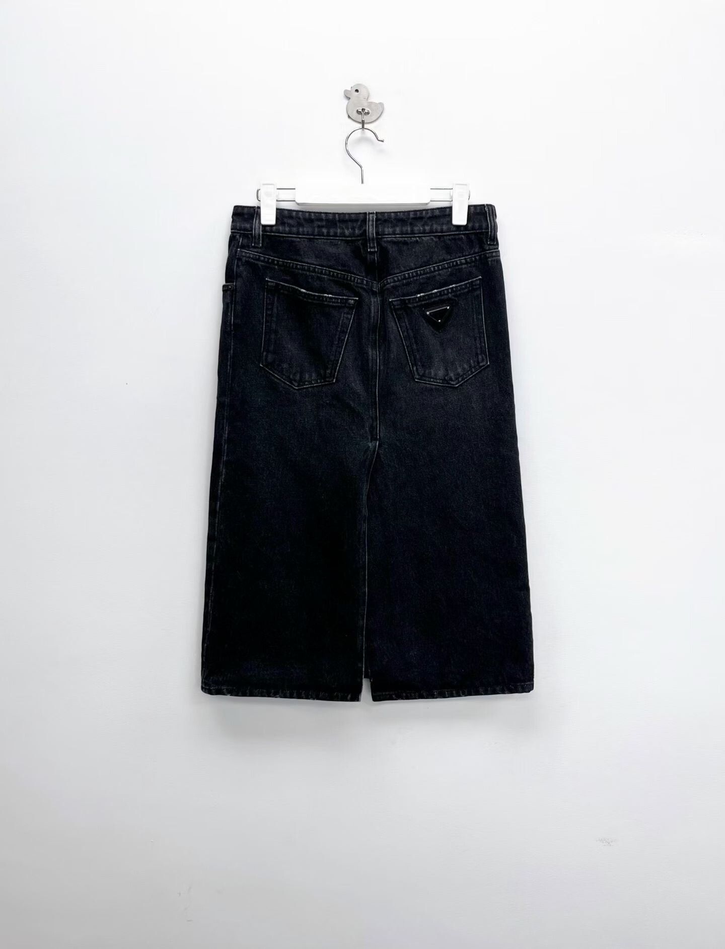 Prada Prada Washed Black Denim Skirt Size 38" / US 16 / IT 52 - 2 Thumbnail