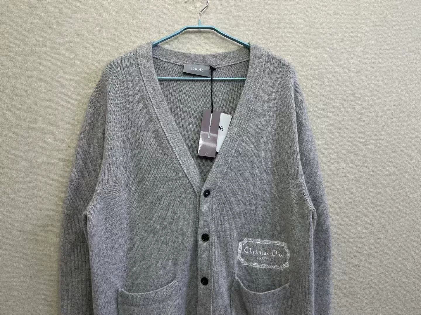 Dior DIOR Gray Embroidered Slogan Cardigan Size US XL / EU 56 / 4 - 2 Thumbnail
