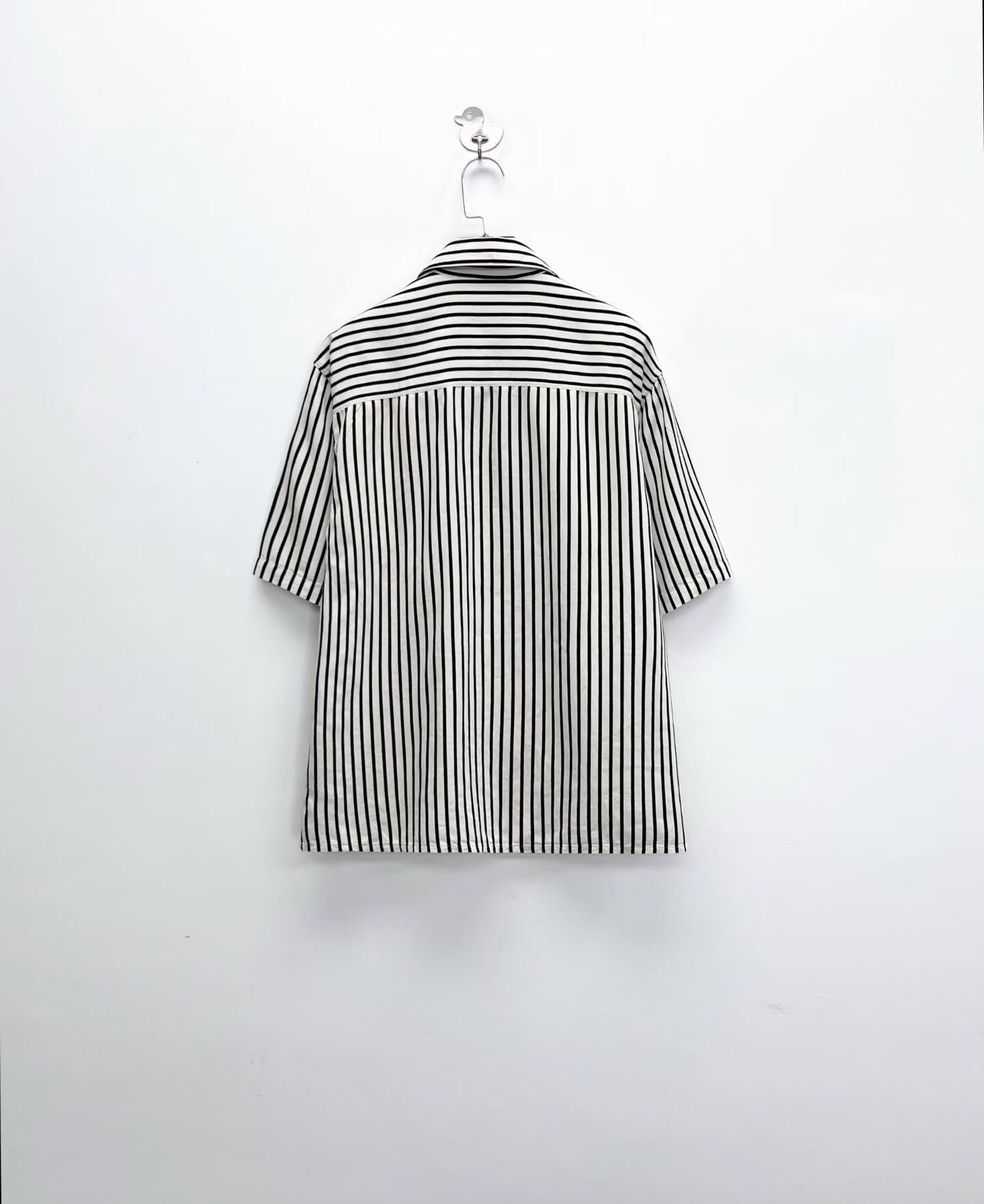 AMI Ami Black White Stripe Short-Sleeve Shirt Jacket Size US M / EU 48-50 / 2 - 2 Thumbnail