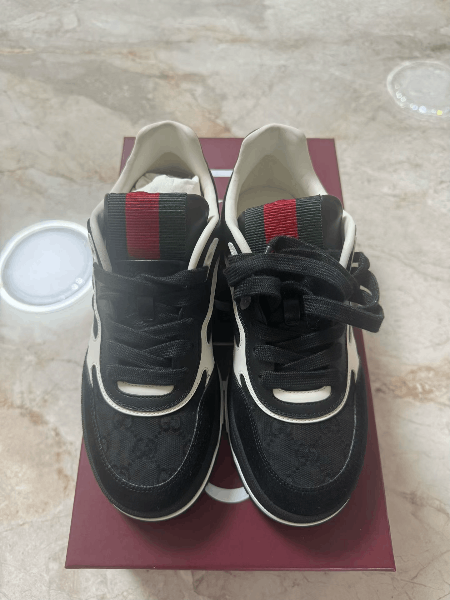 Gucci Gucci Re-Web Leather Low-Top Sneakers Size US 5 / IT 35 - 2 Thumbnail