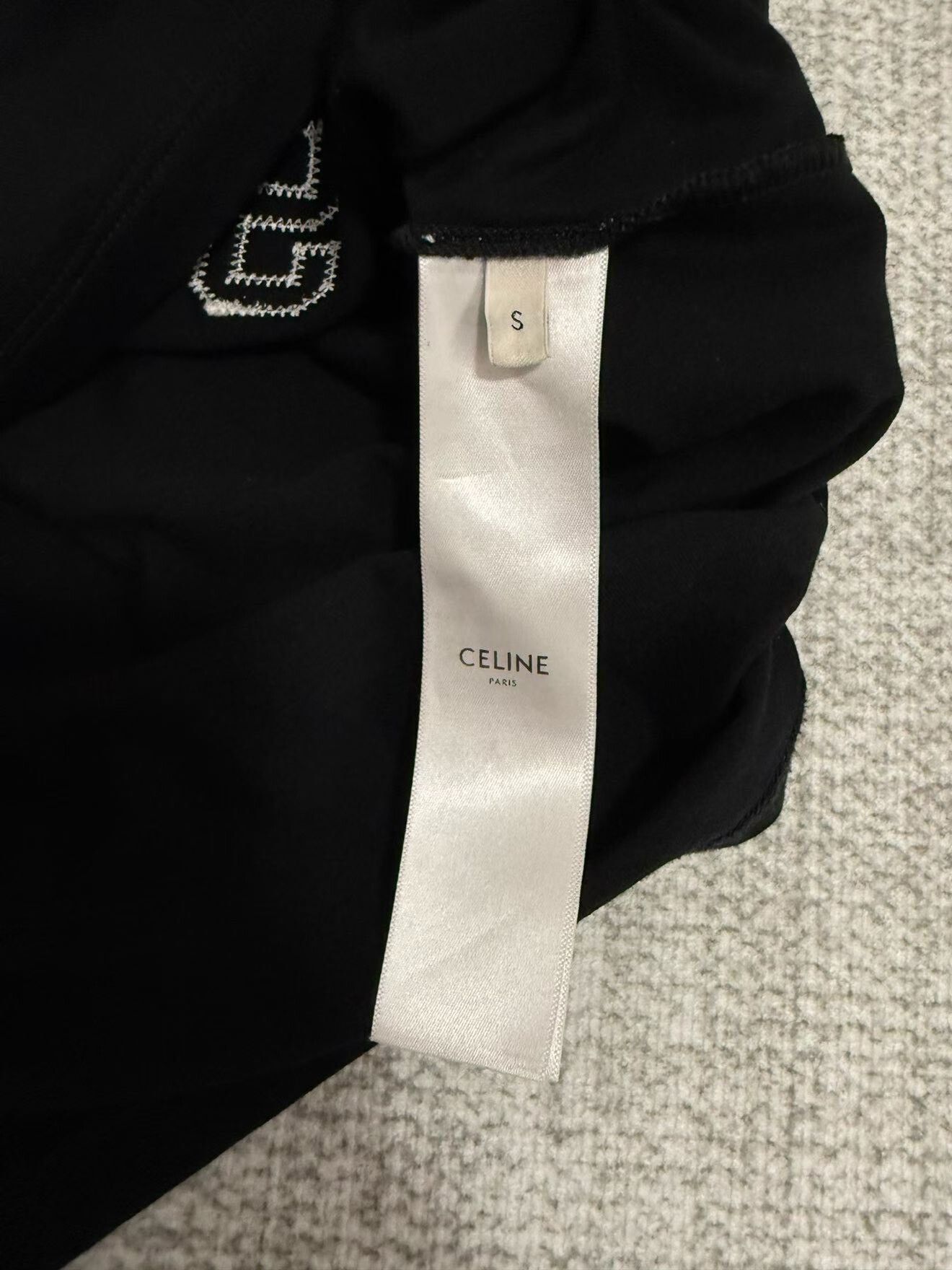 Celine Celine Black Embroidered Logo Short-Sleeve Size S / US 4 / IT 40 - 3 Thumbnail