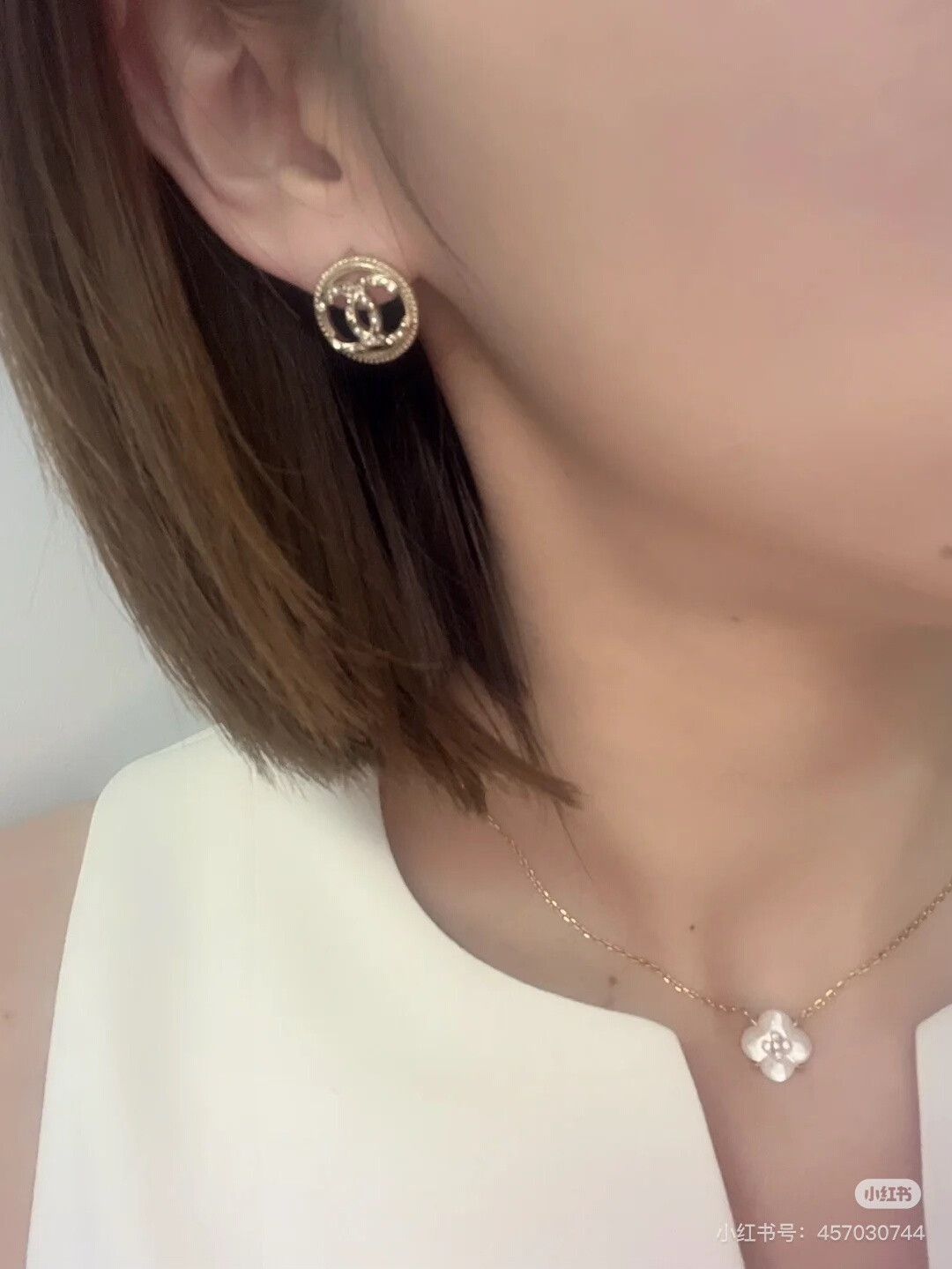 Chanel Chanel Double C Pearl Crystal Button Earrings Size ONE SIZE - 3 Thumbnail