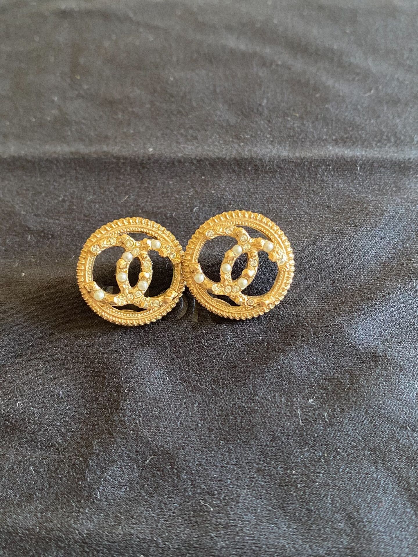 Chanel Chanel Double C Pearl Crystal Button Earrings Size ONE SIZE - 5 Thumbnail
