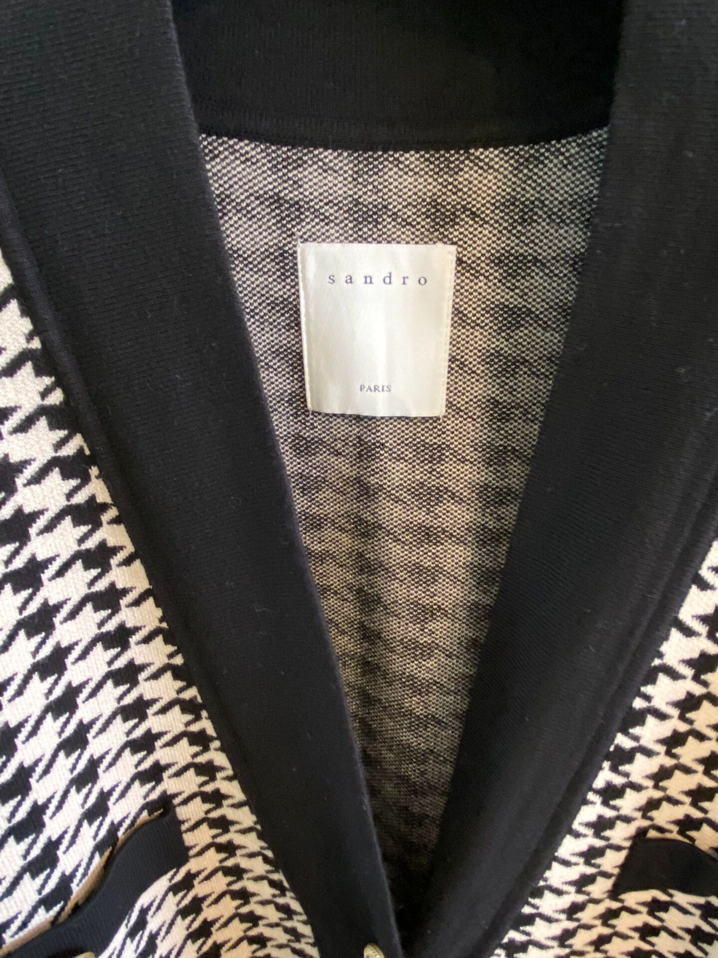 Sandro Sandro Houndstooth Tweed Cardigan Size XS / US 0-2 / IT 36-38 - 7 Thumbnail